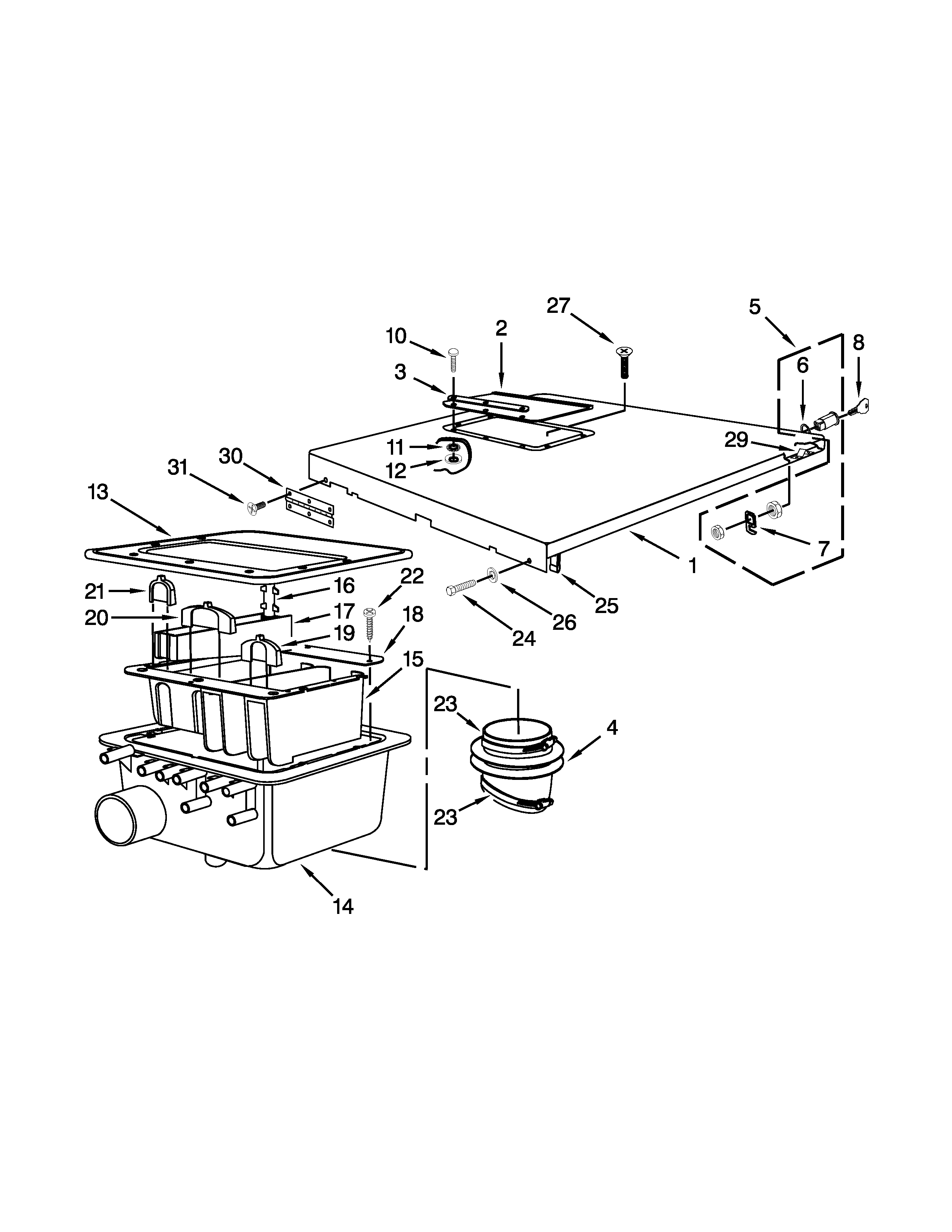 Soap hopper and top cover parts