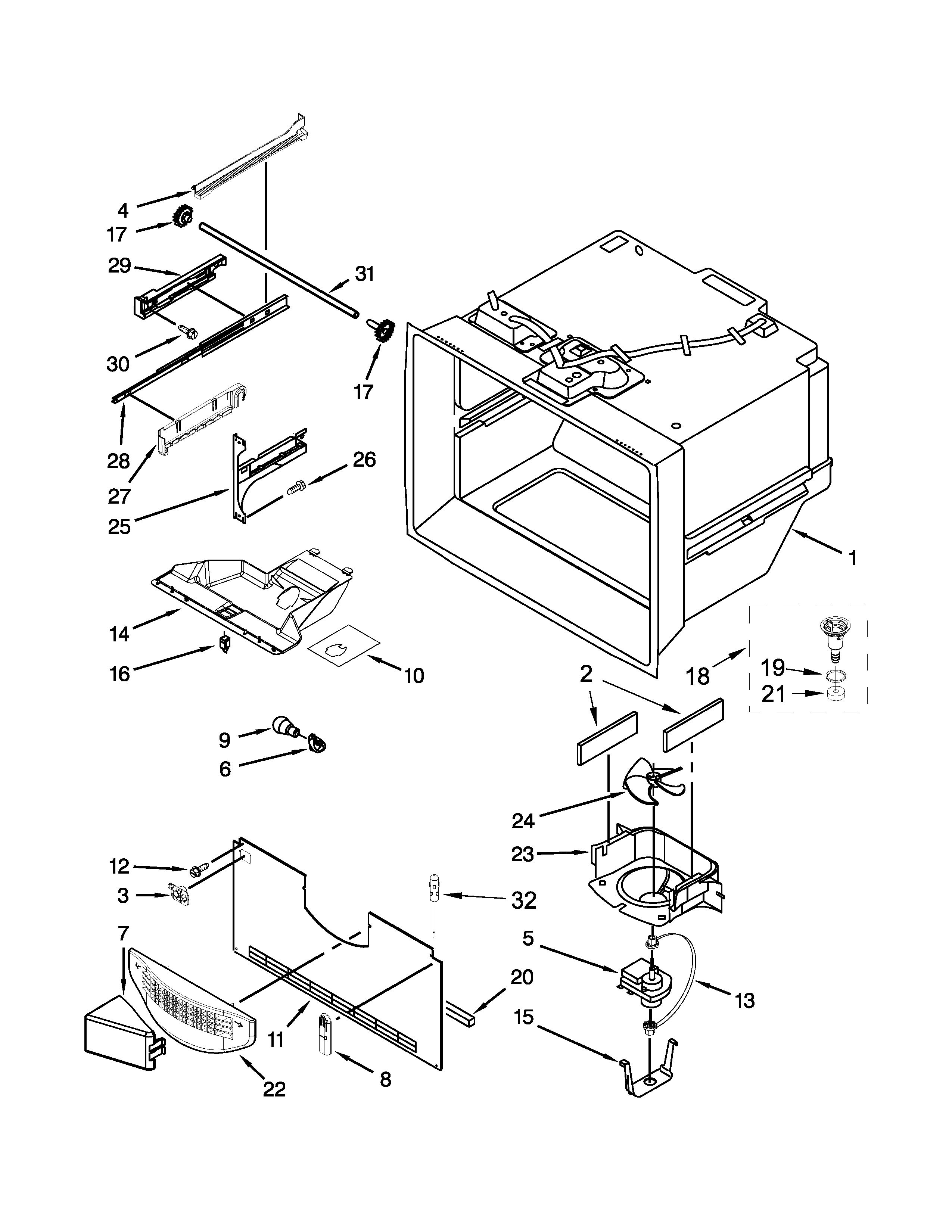 Freezer liner parts