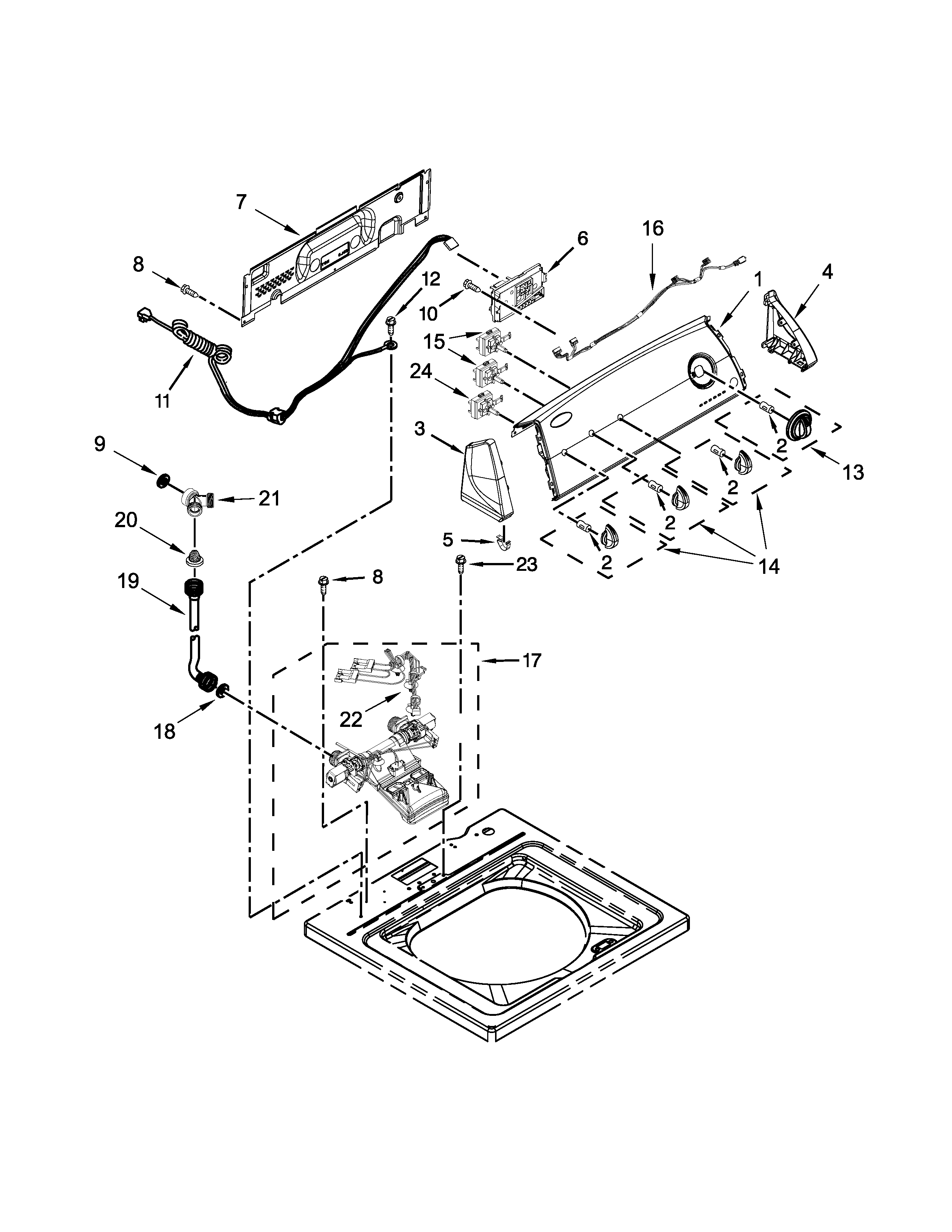 Controls and water inlet parts