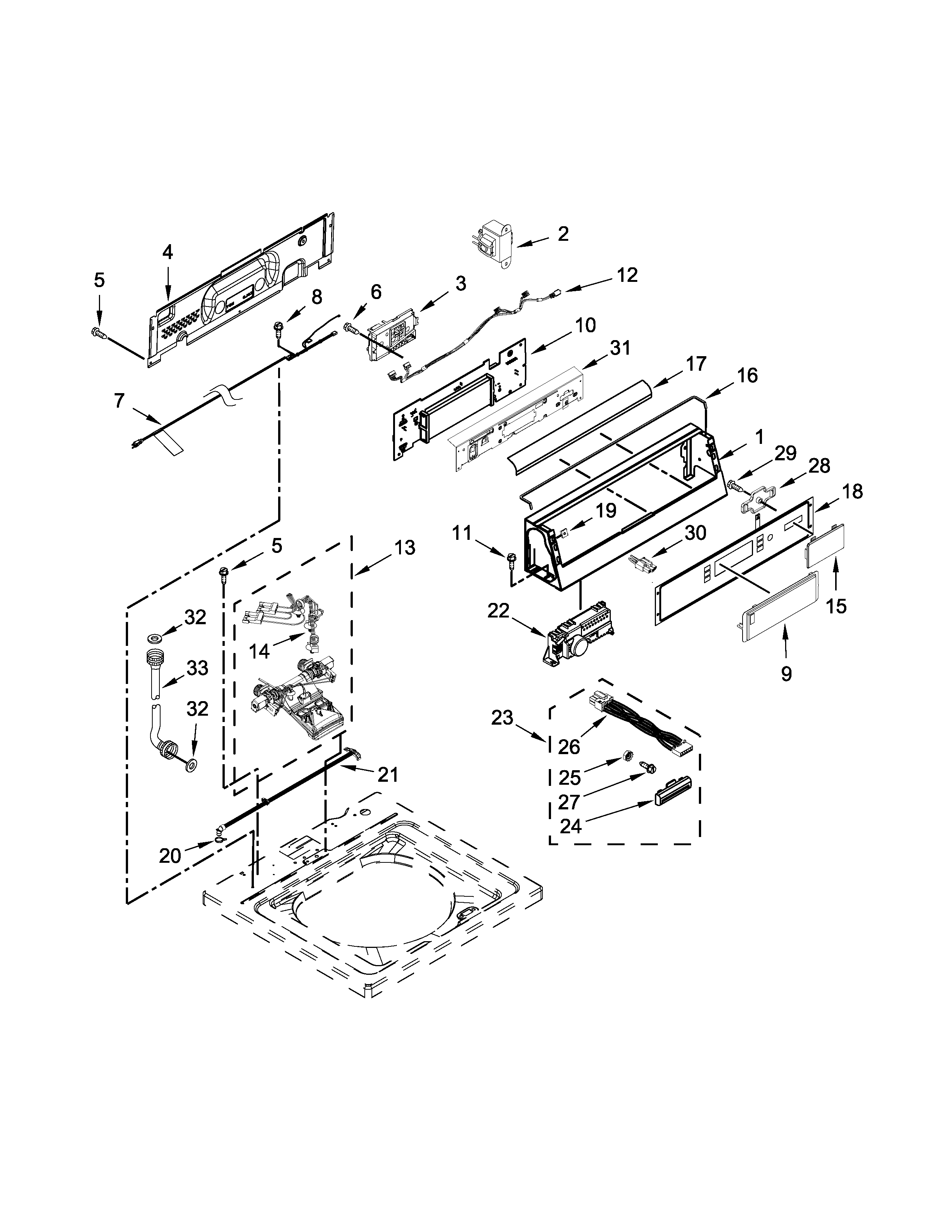 Controls and water inlet parts