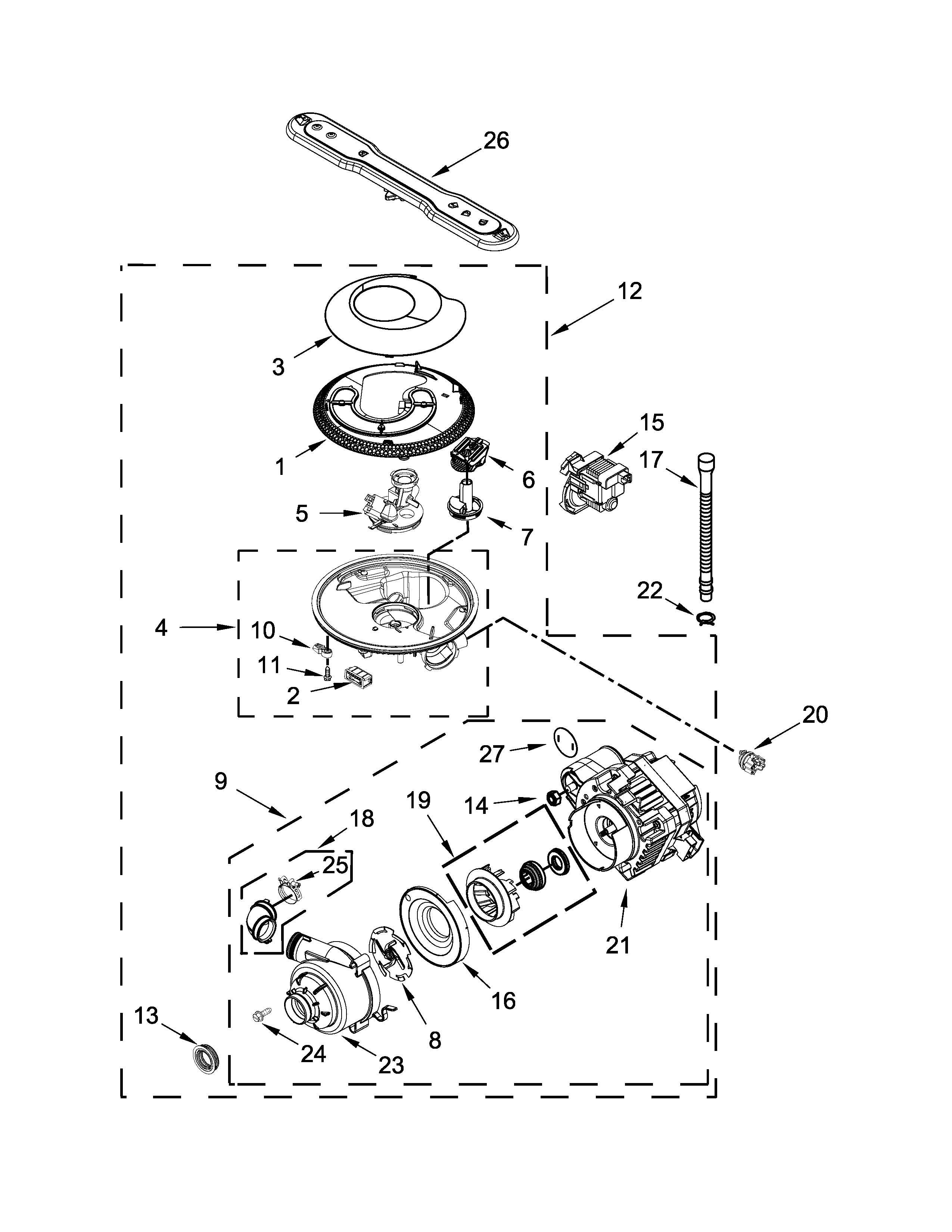 PUMP, WASHARM AND MOTOR PARTS