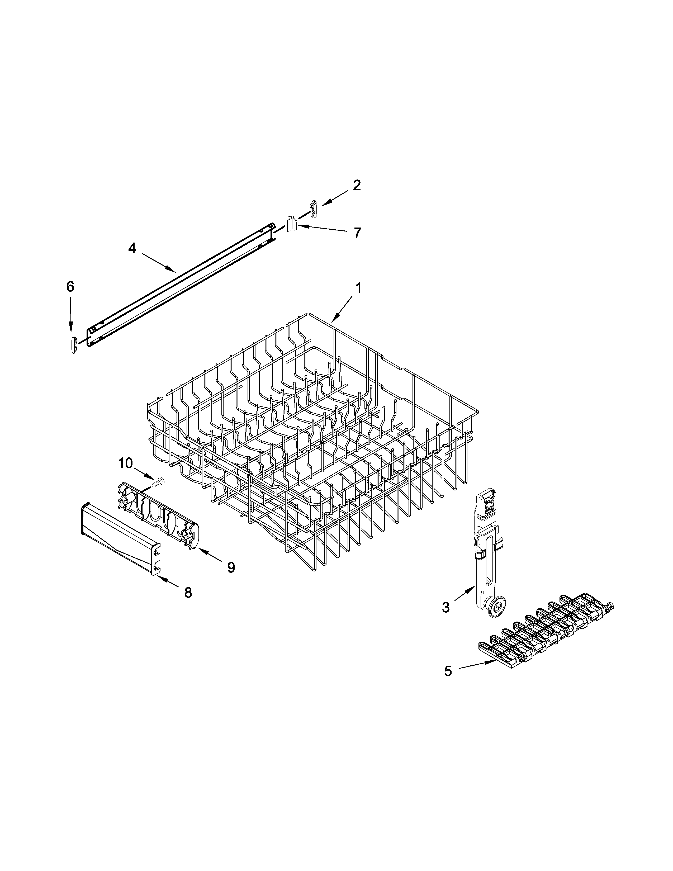 Upper rack and track parts