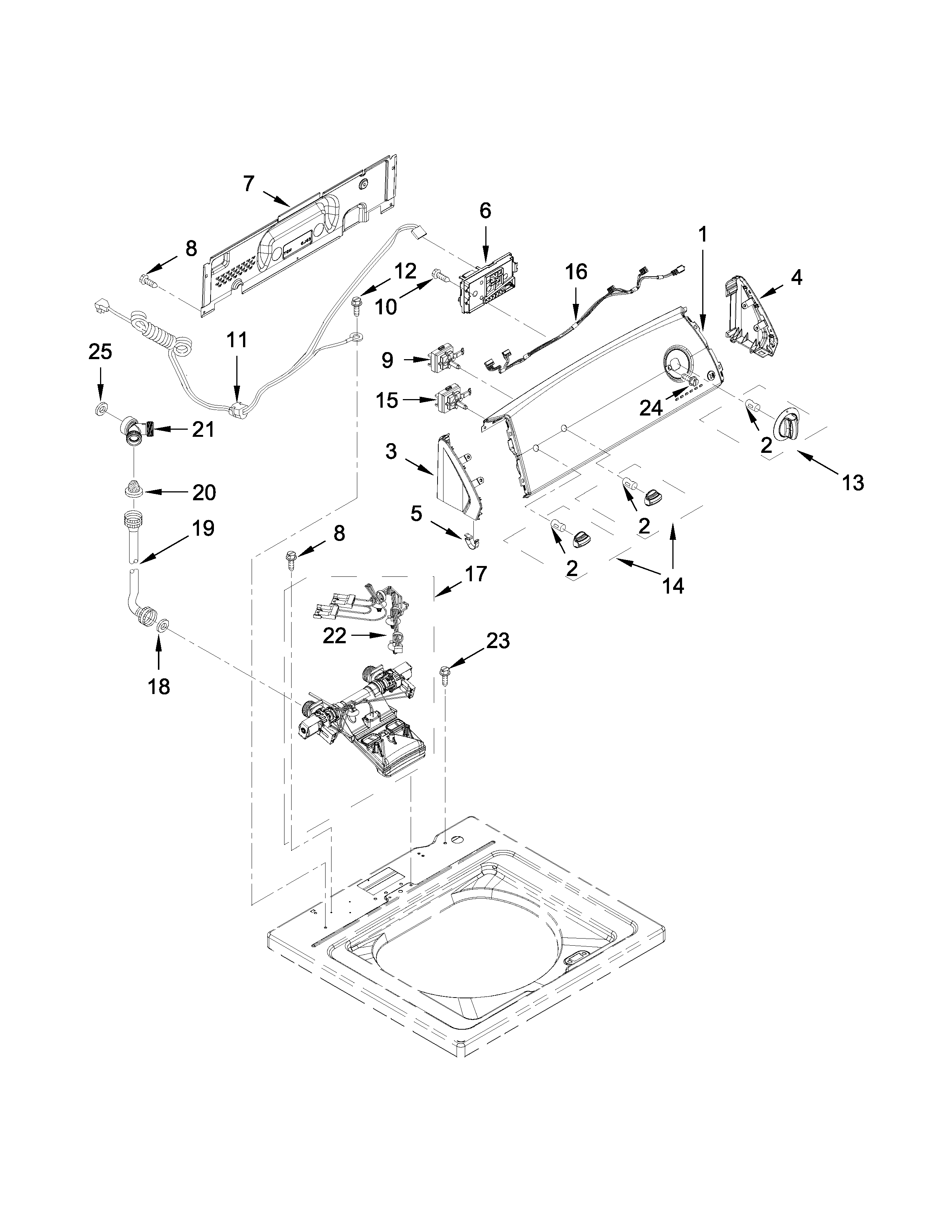 Controls and water inlet parts