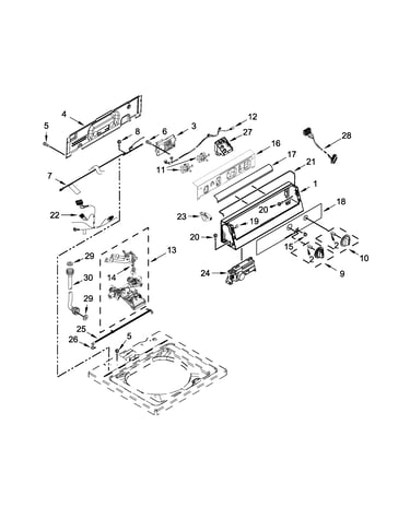 Controls and water inlet parts