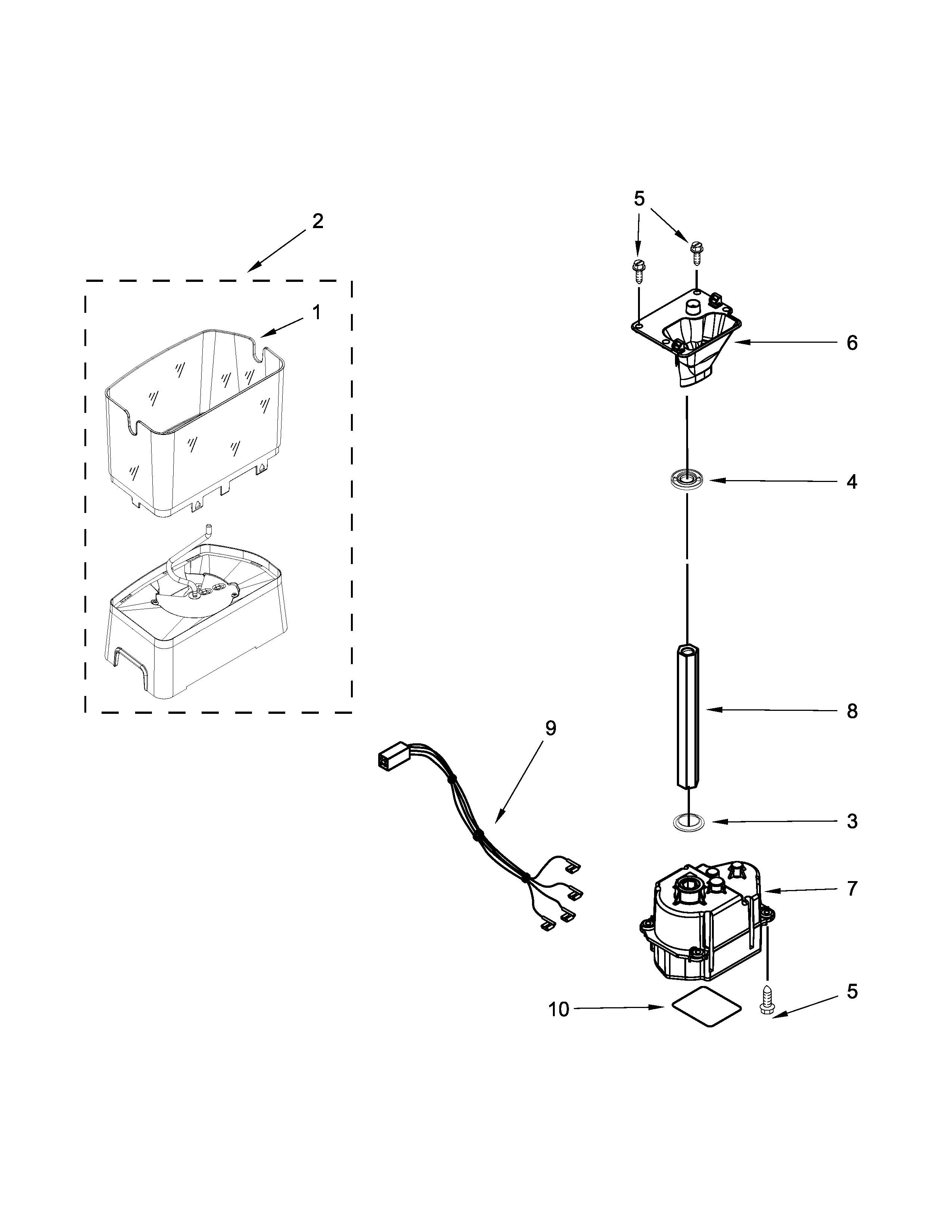 Motor and ice container parts