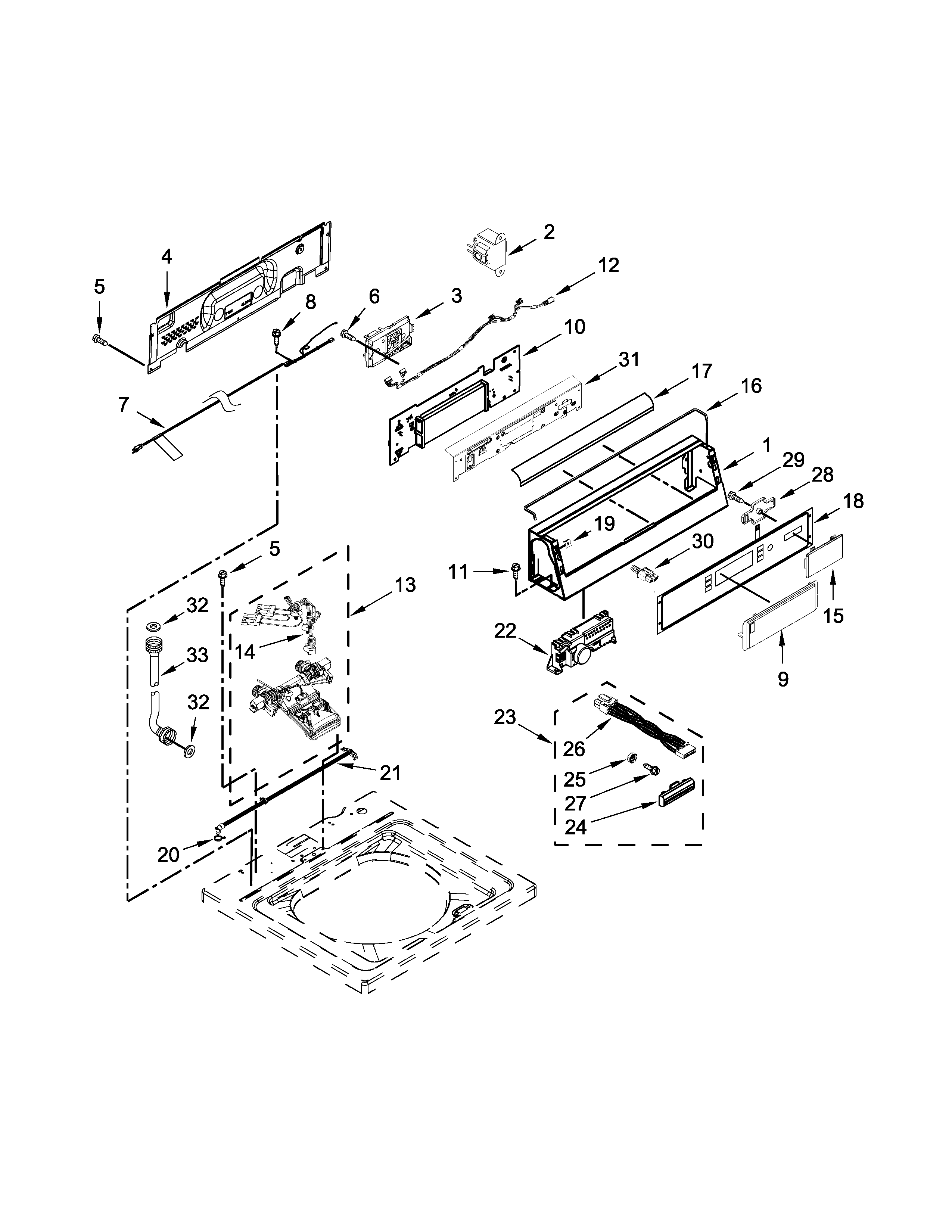Controls and water inlet parts