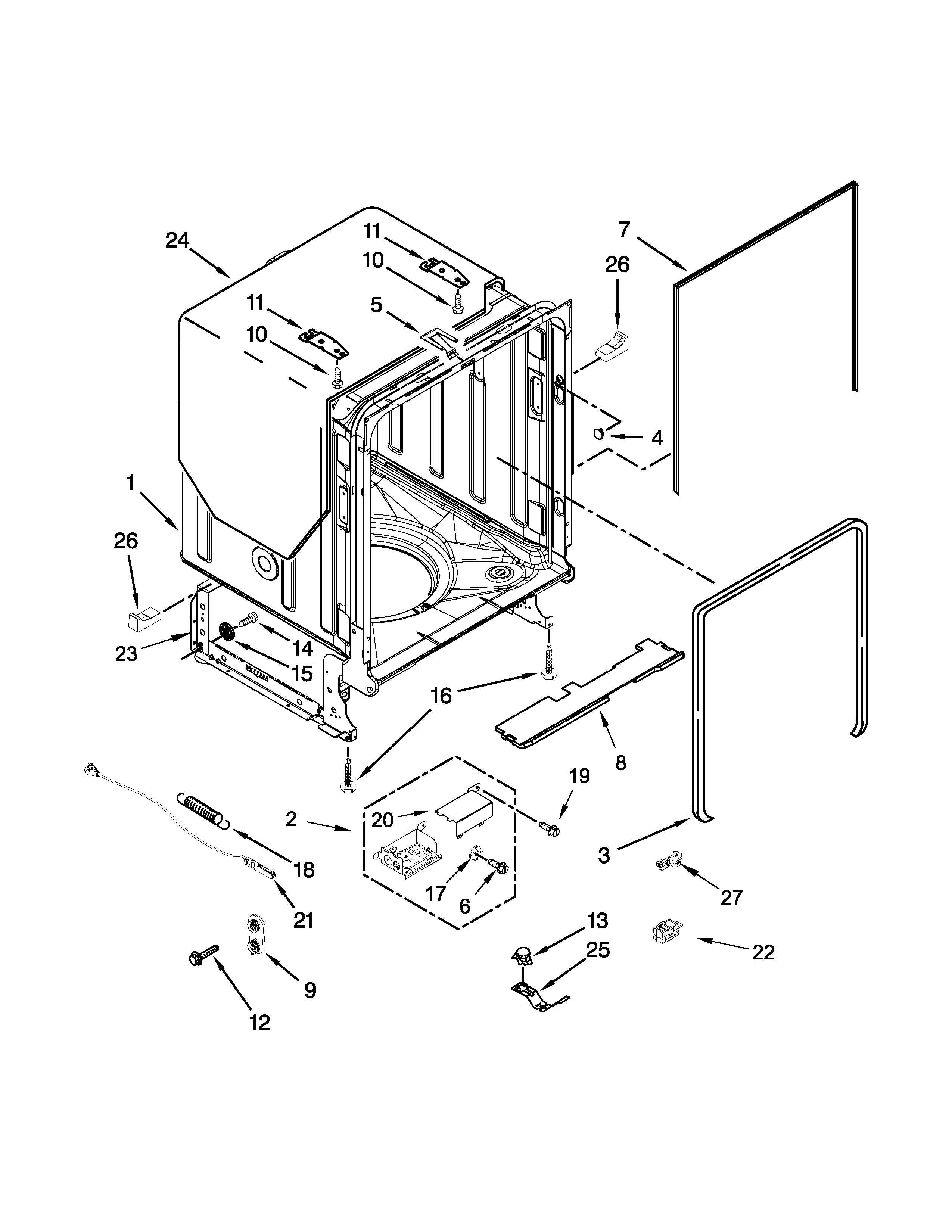 Tub and frame parts