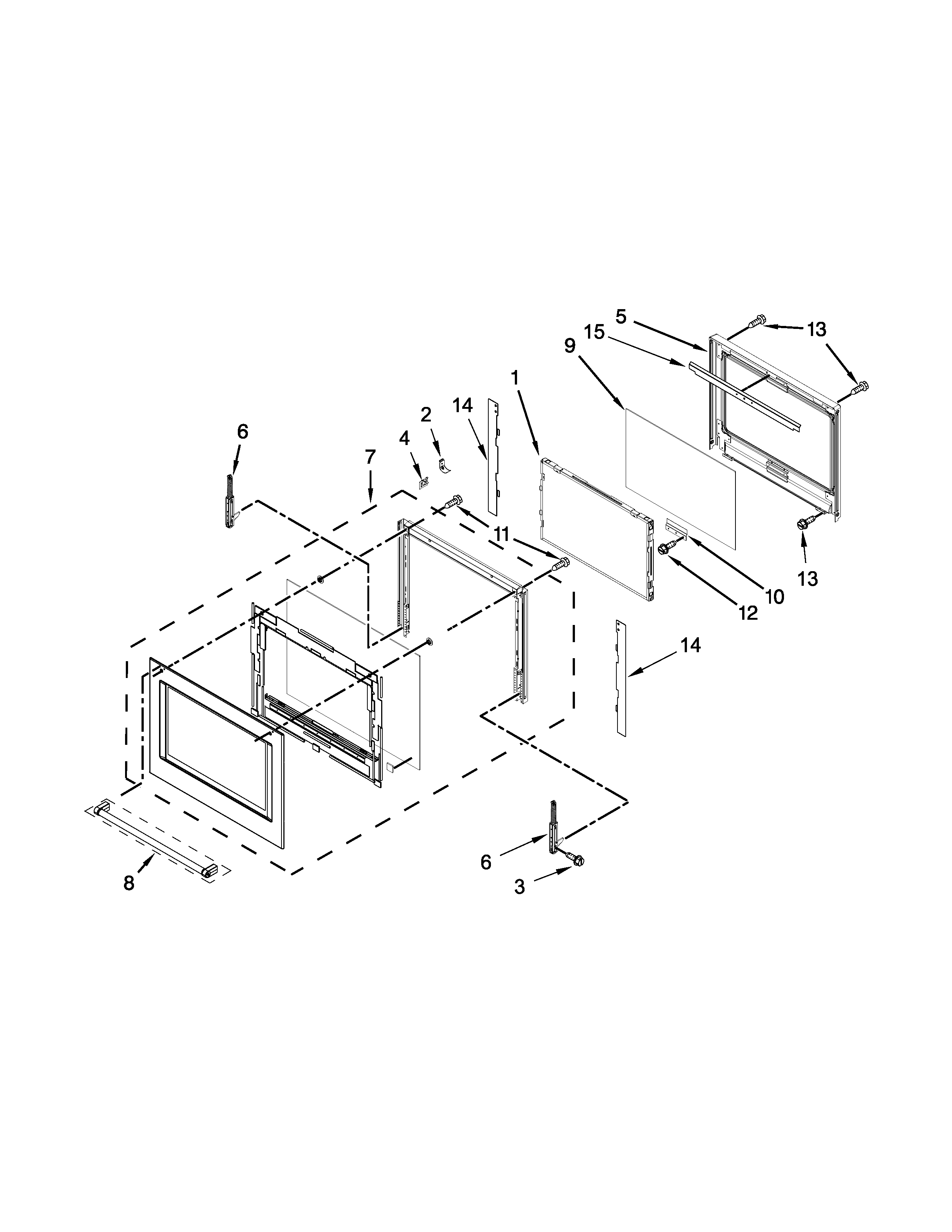 Upper oven door parts