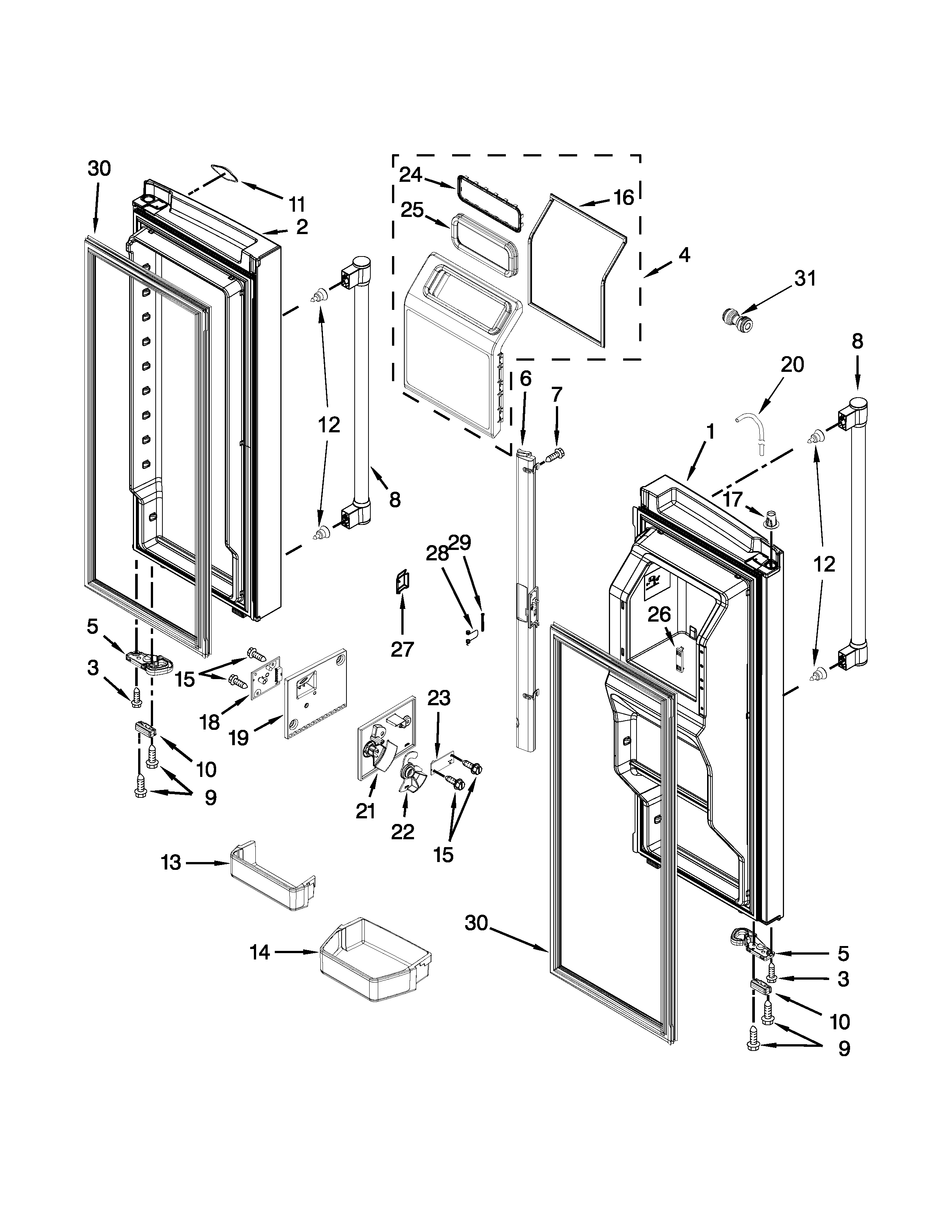 Refrigerator door parts