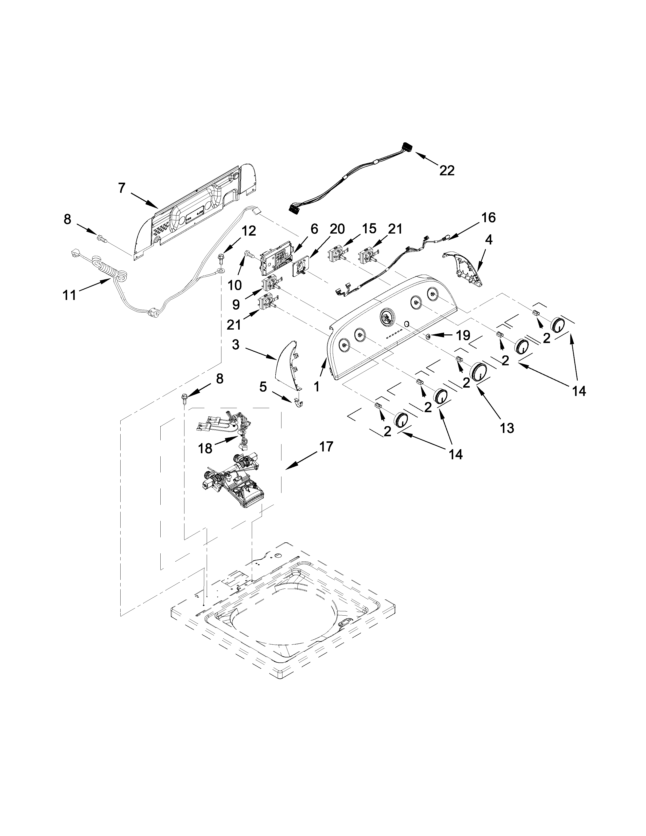 Controls and water inlet parts
