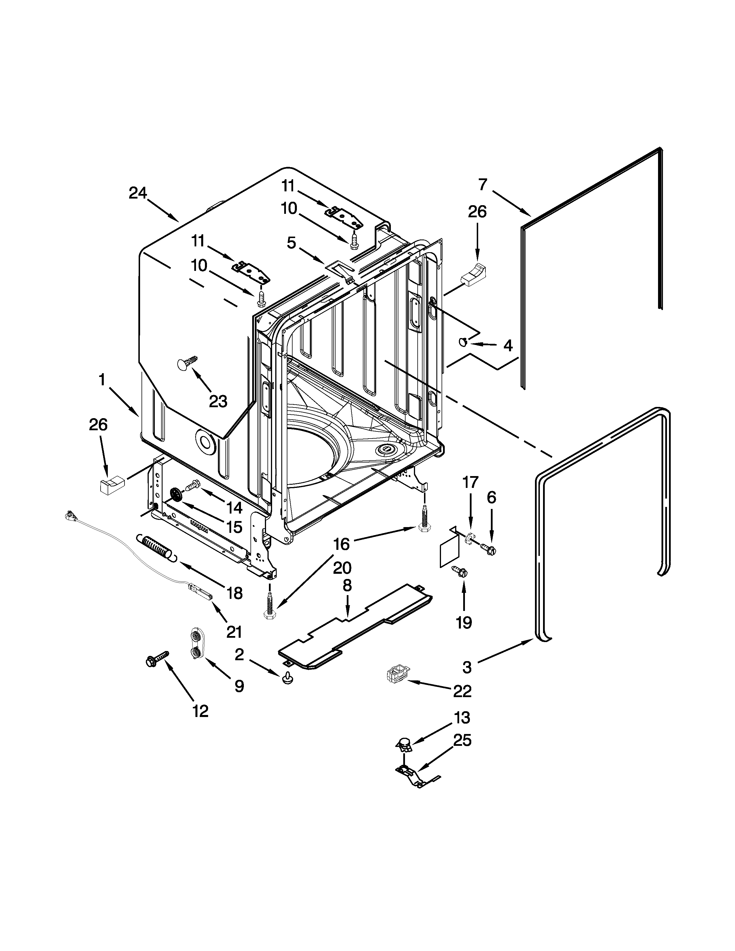 TUB AND FRAME PARTS