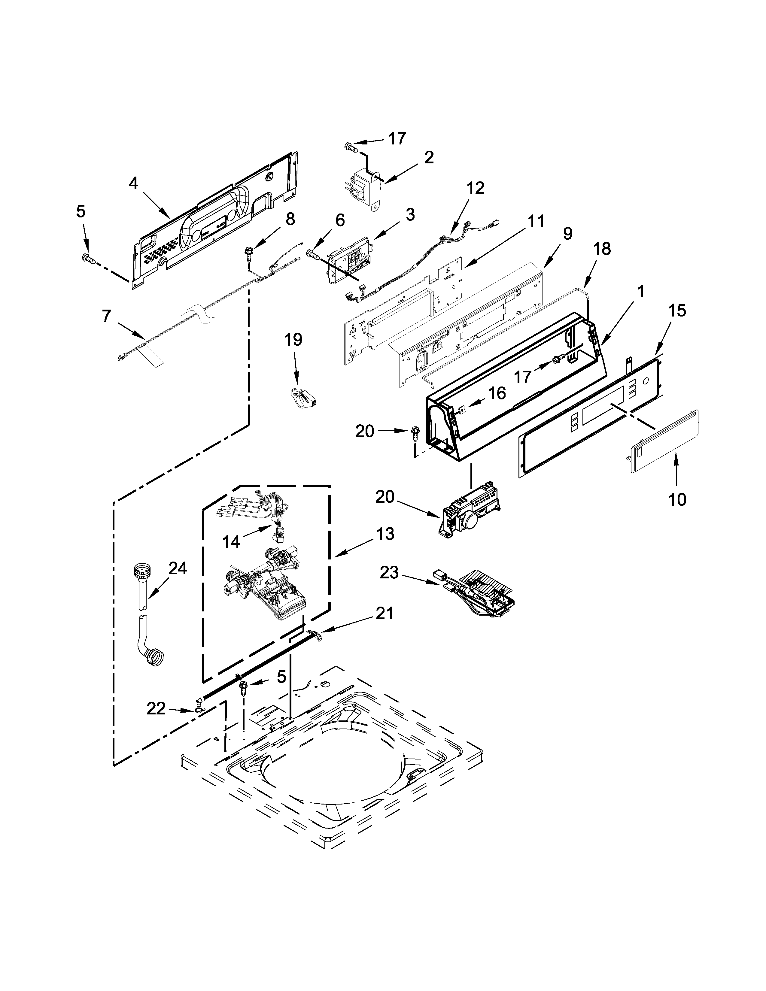 Controls and water inlet parts