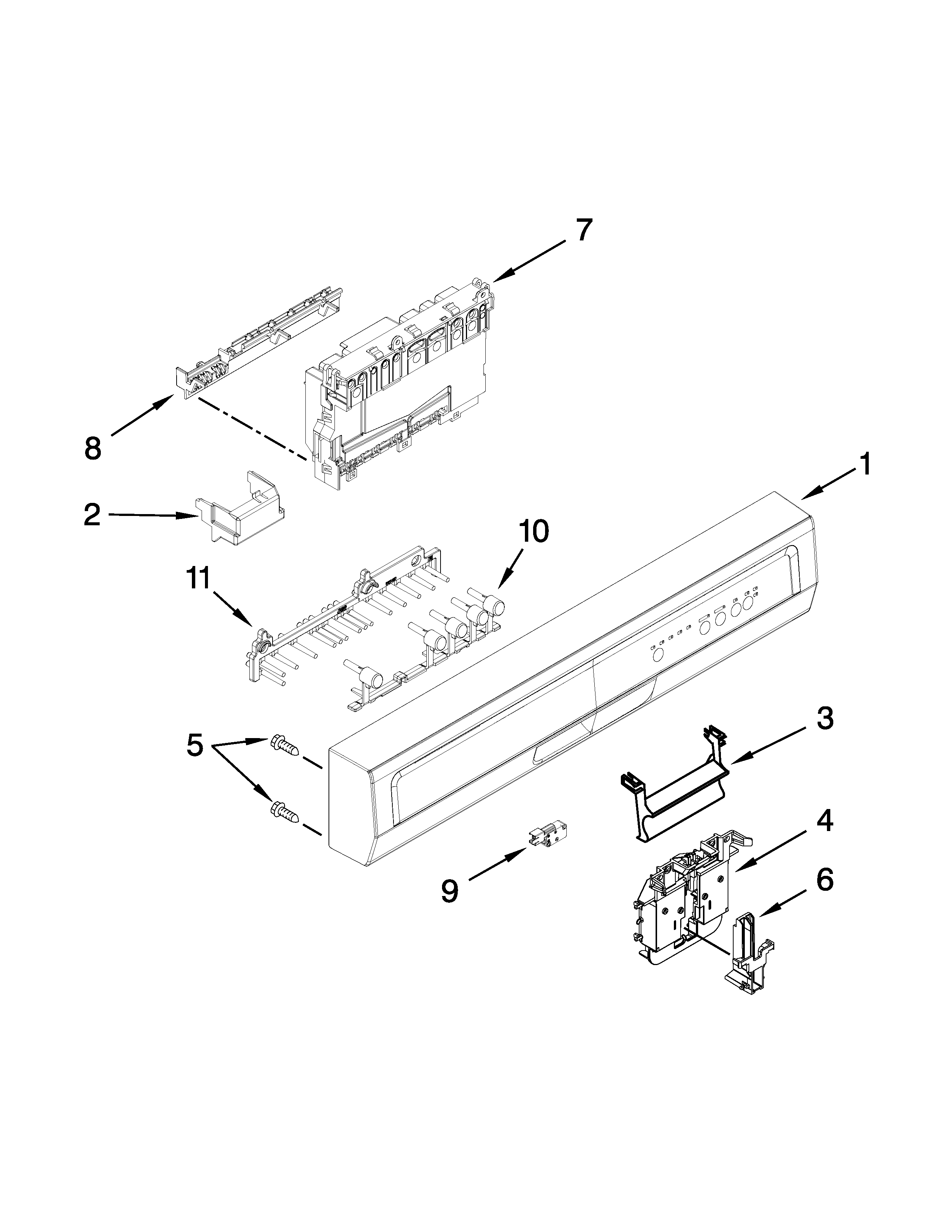 Control panel and latch parts