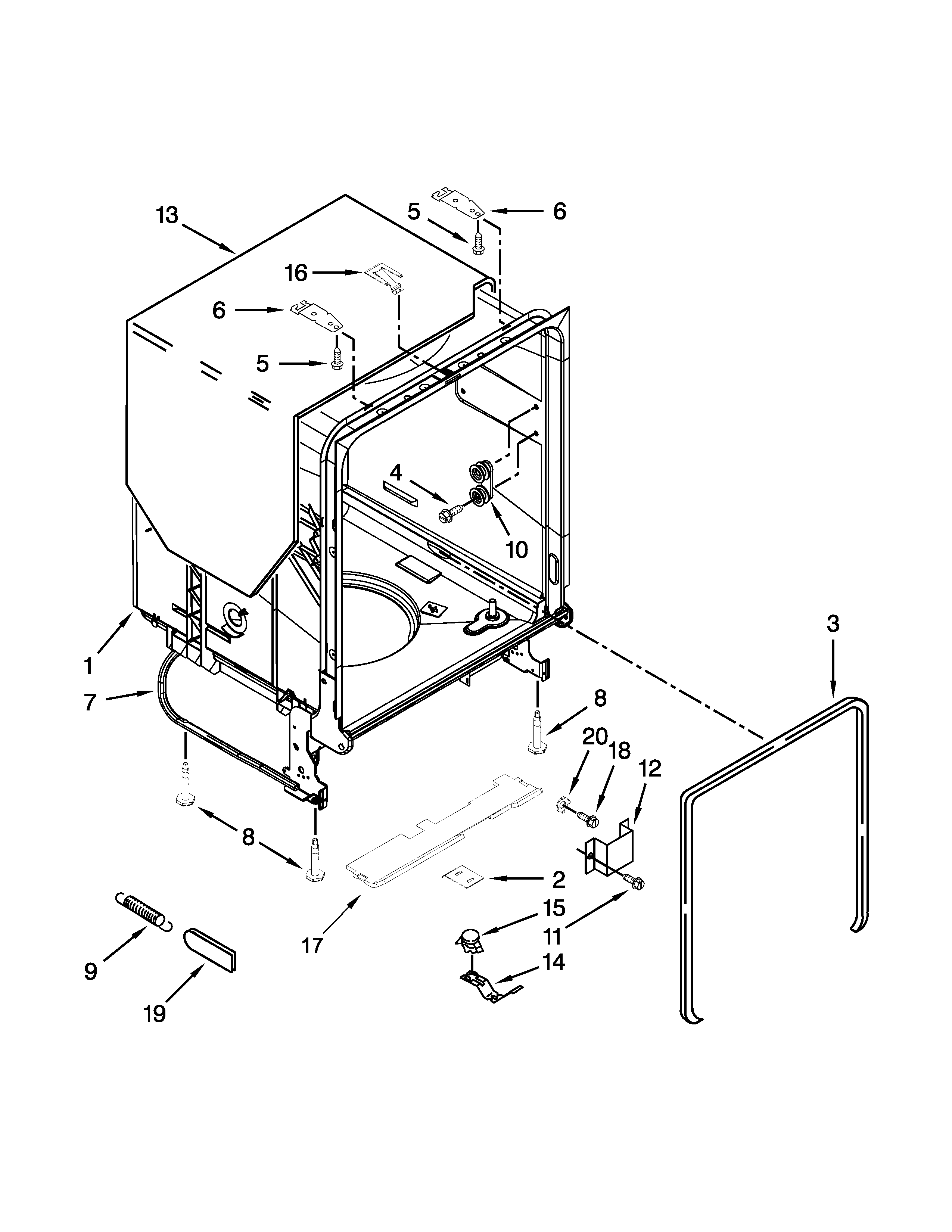 TUB AND FRAME PARTS