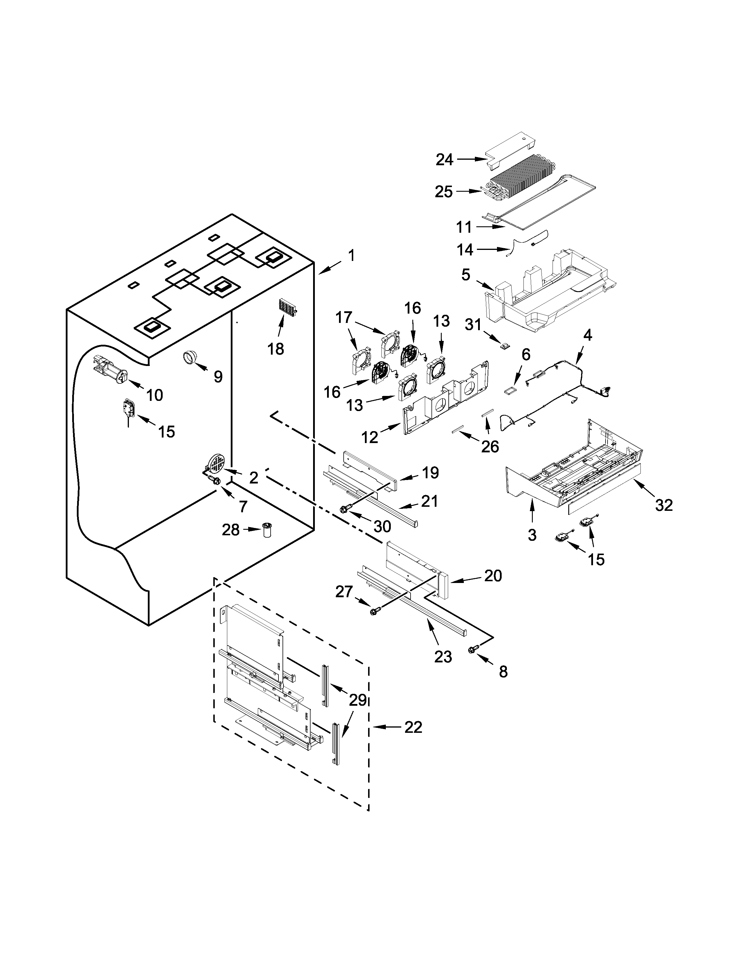 Refrigerator liner parts