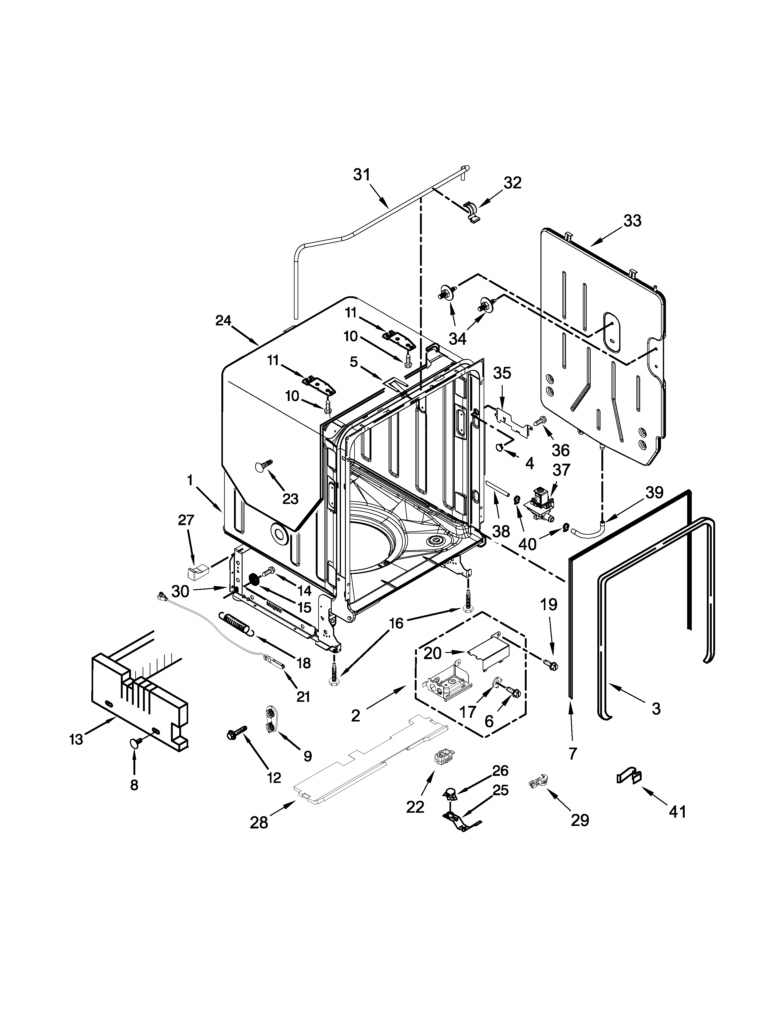 Tub, tank and frame parts