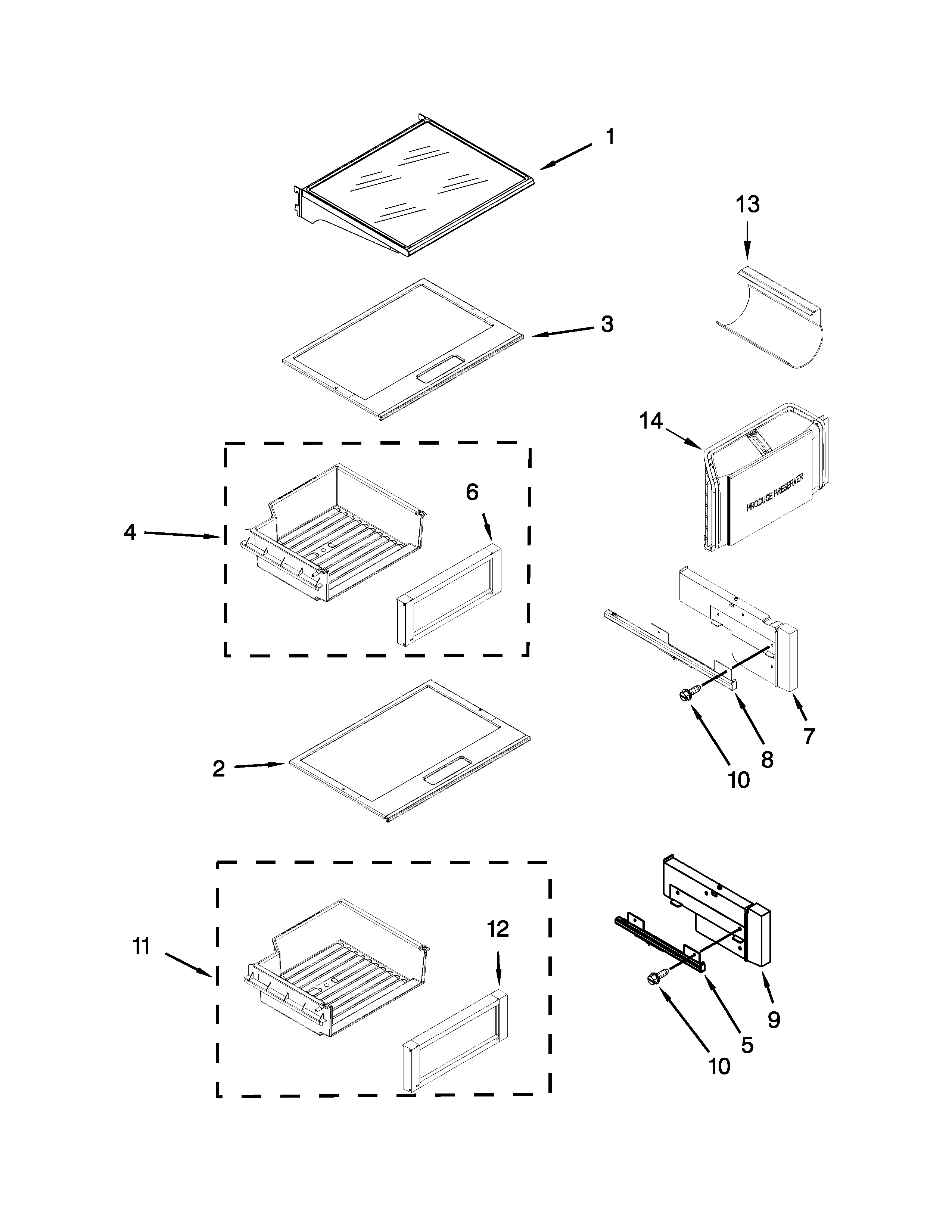 Refrigerator shelf parts