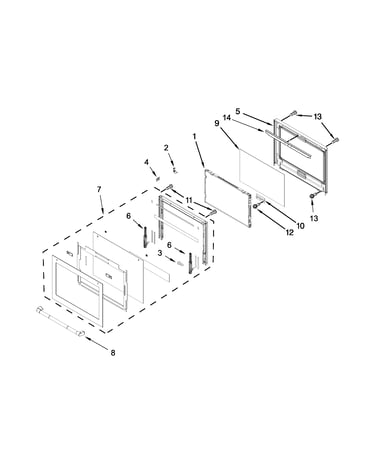 Upper oven door parts