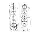 Whirlpool WET3300XQ2 agitator, basket and tub parts diagram