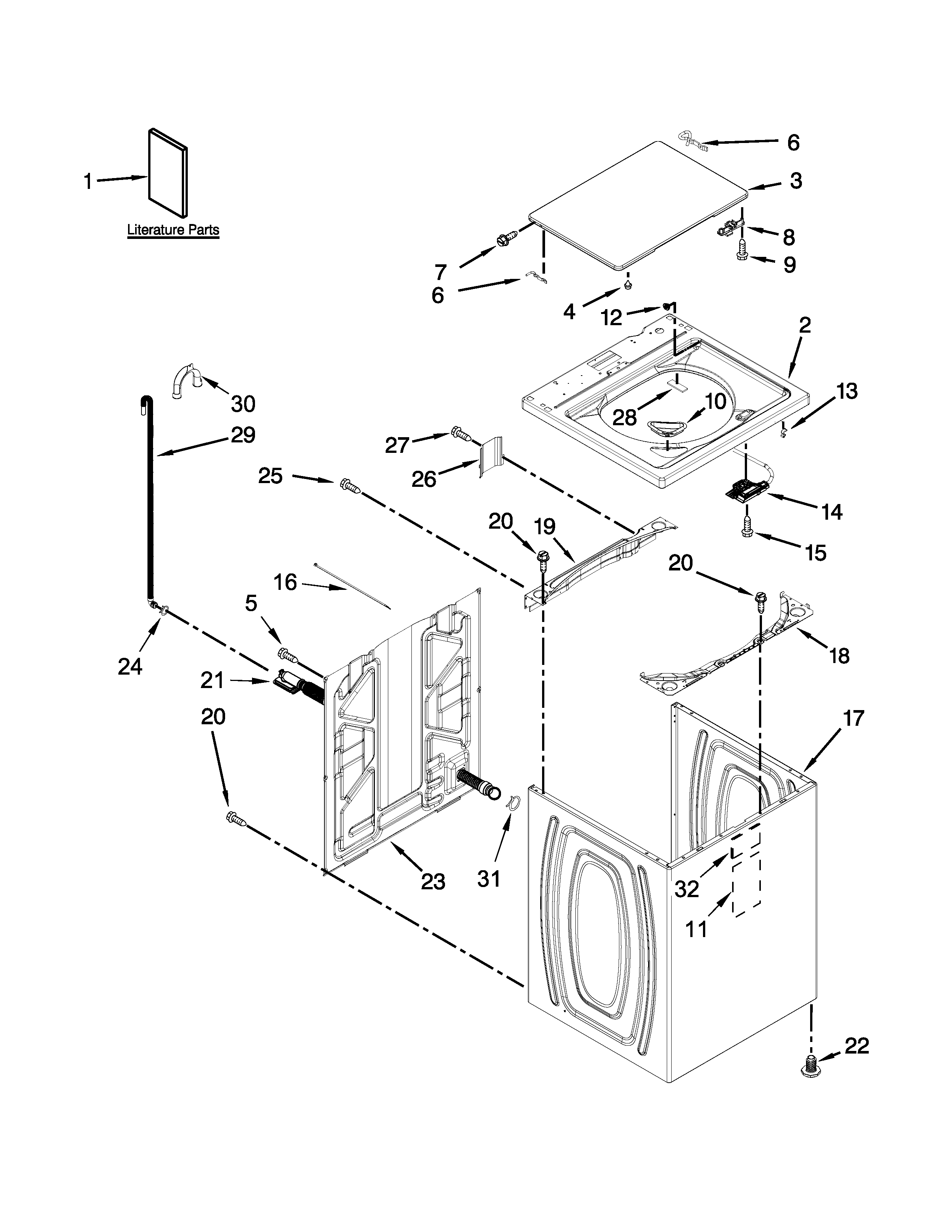 Top and cabinet parts