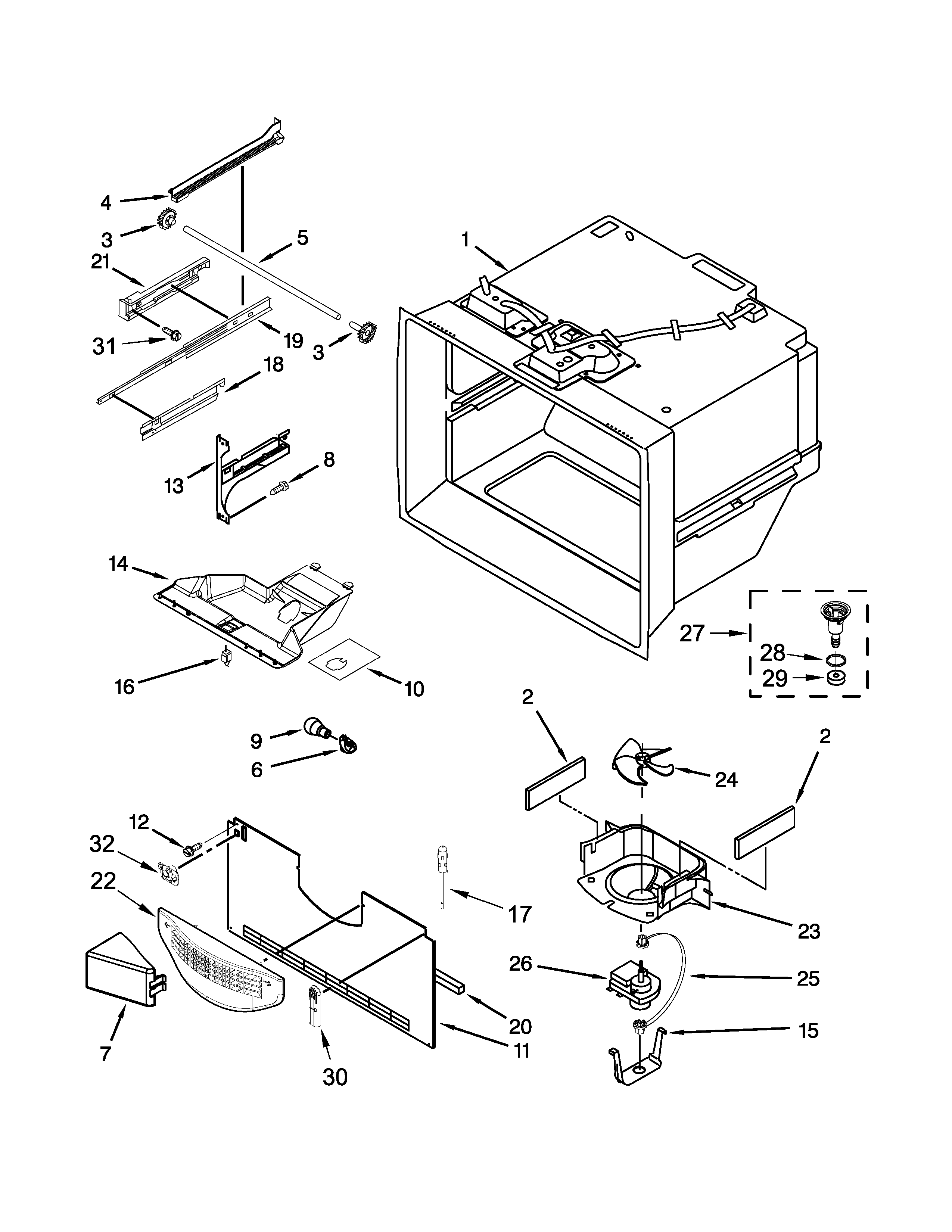 Freezer liner parts