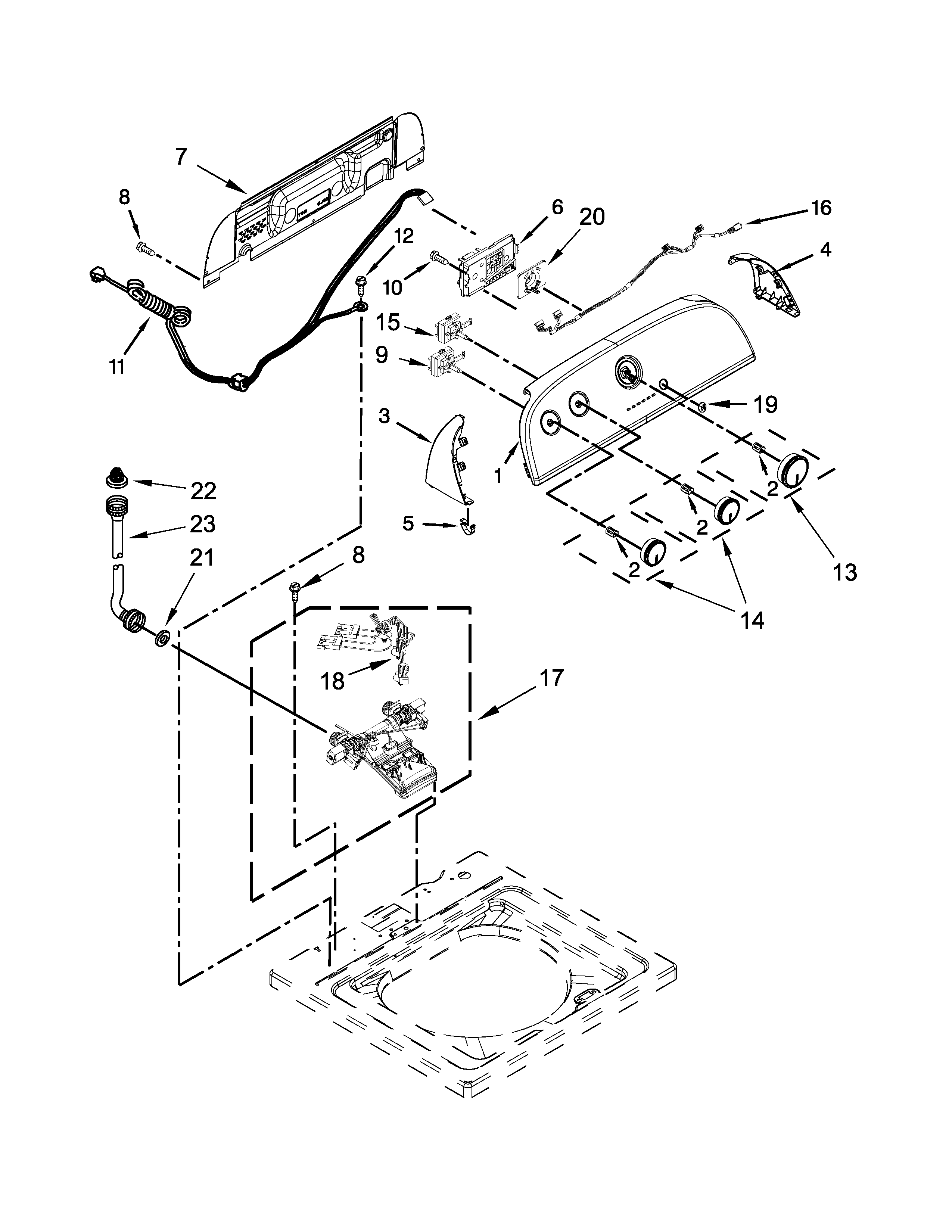 Controls and water inlet parts