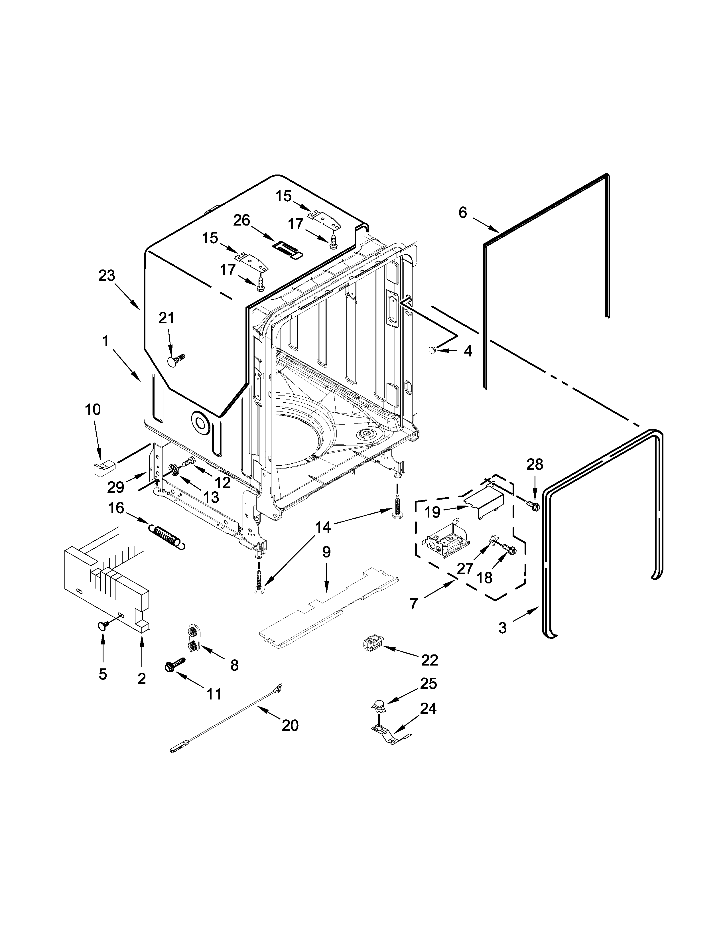 TUB AND FRAME PARTS