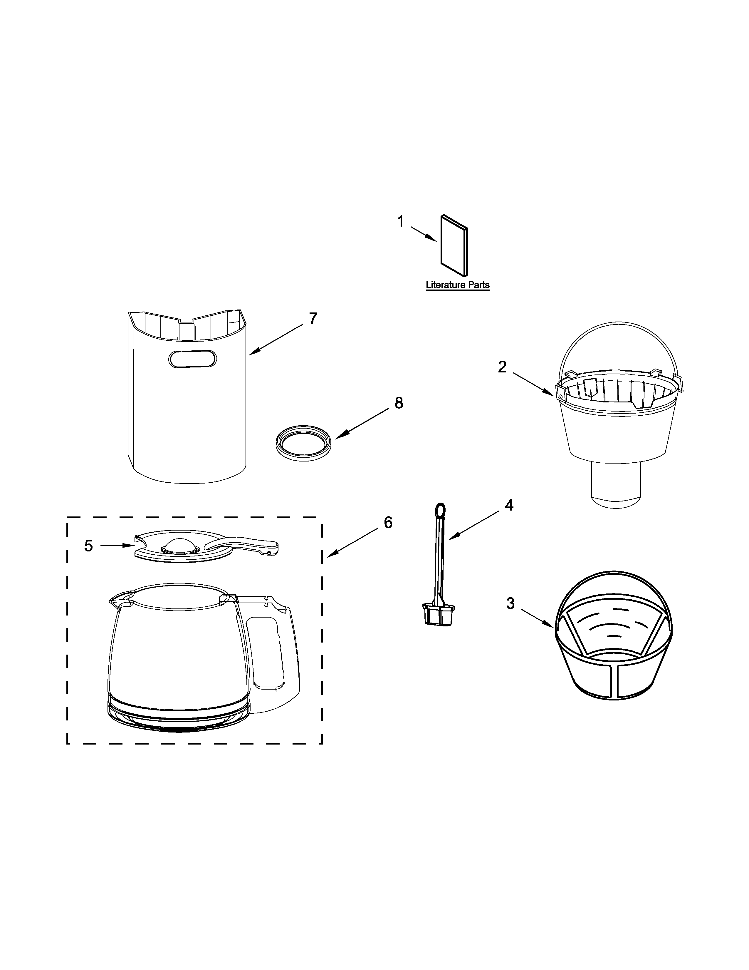 Carafe and filter parts