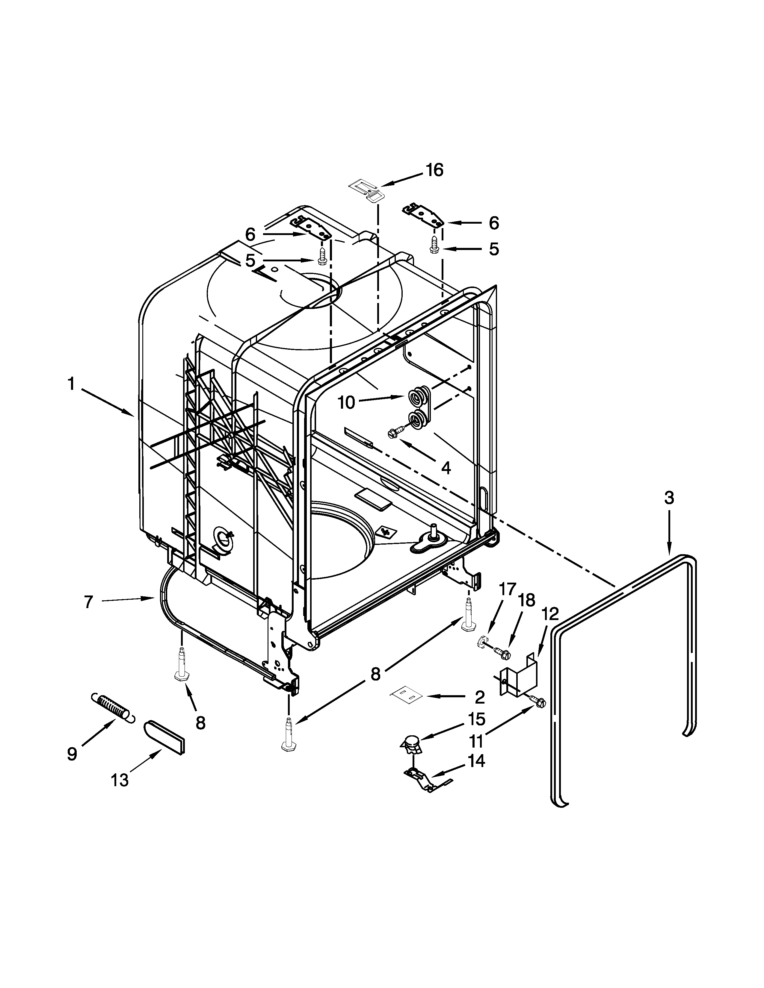 TUB AND FRAME PARTS