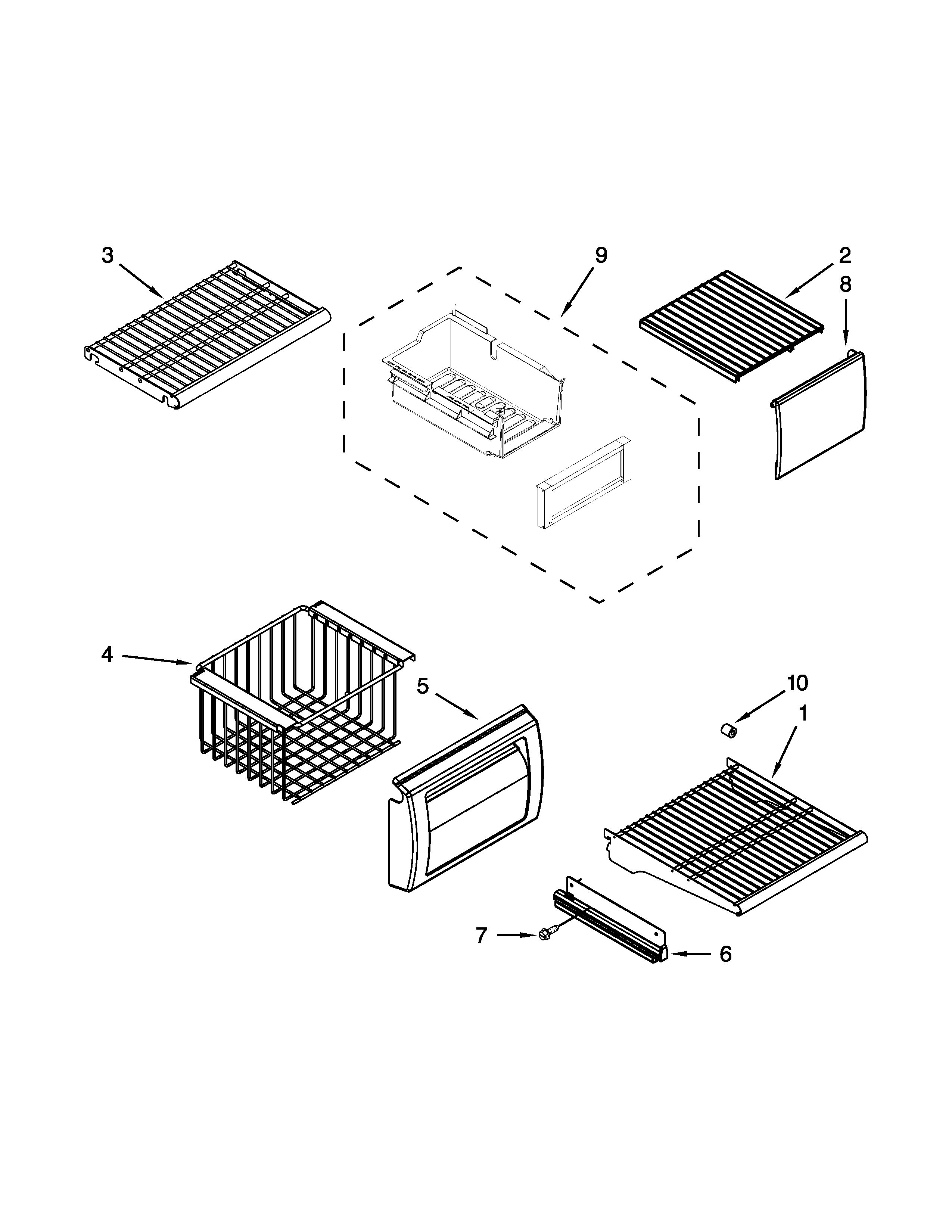 Freezer shelf parts