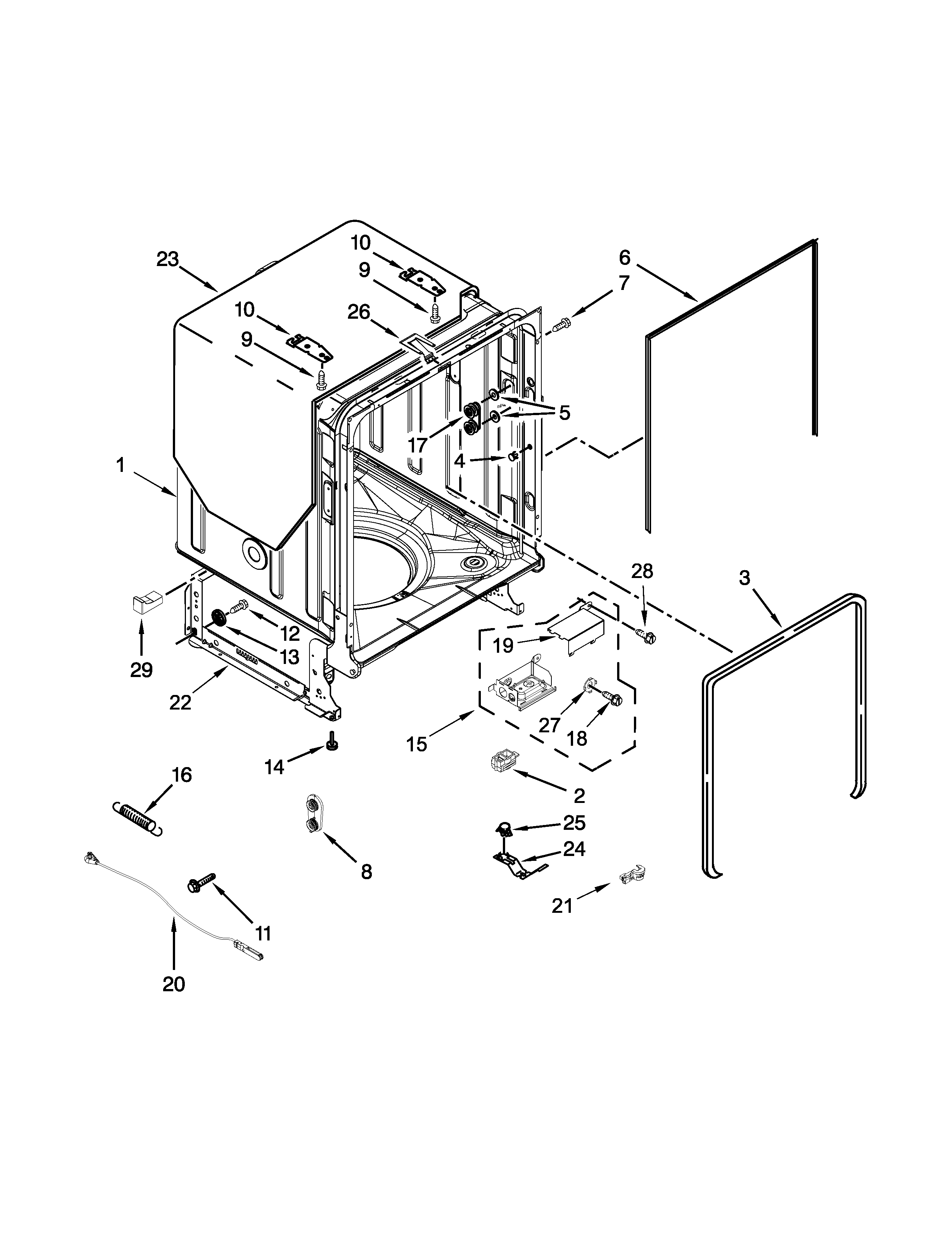 TUB AND FRAME PARTS