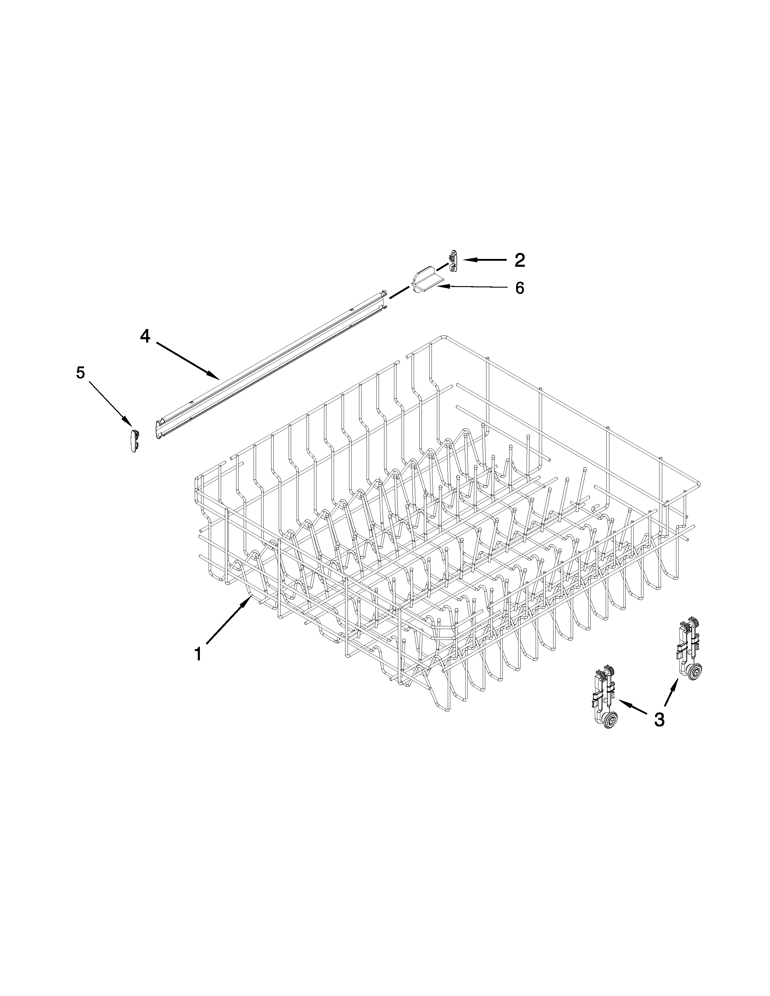 Upper rack and track parts