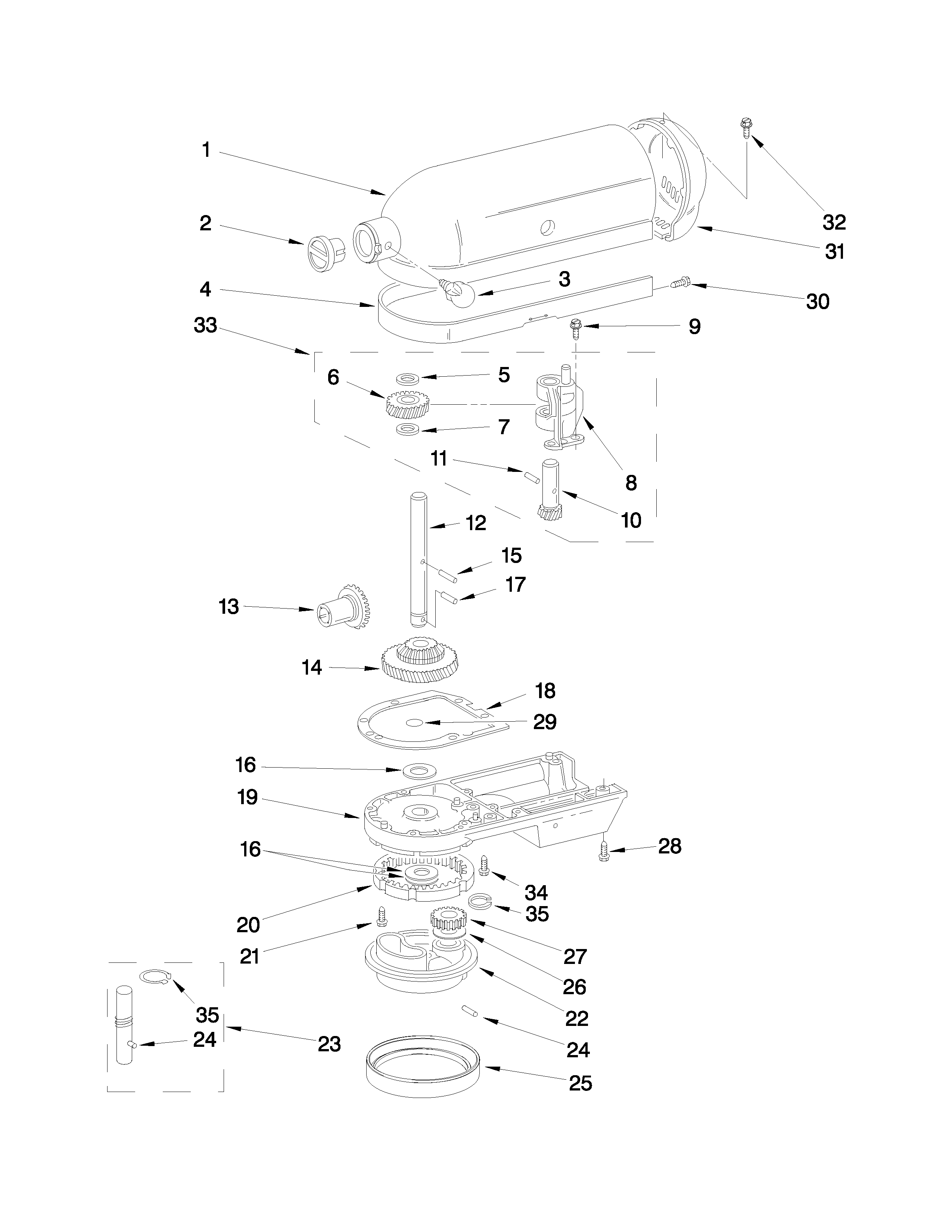 Case, gearing and planetary unit parts