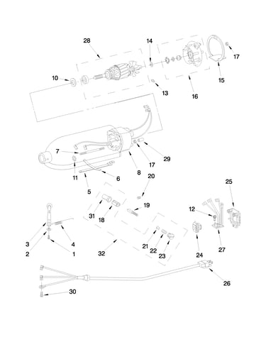 Motor and control unit parts