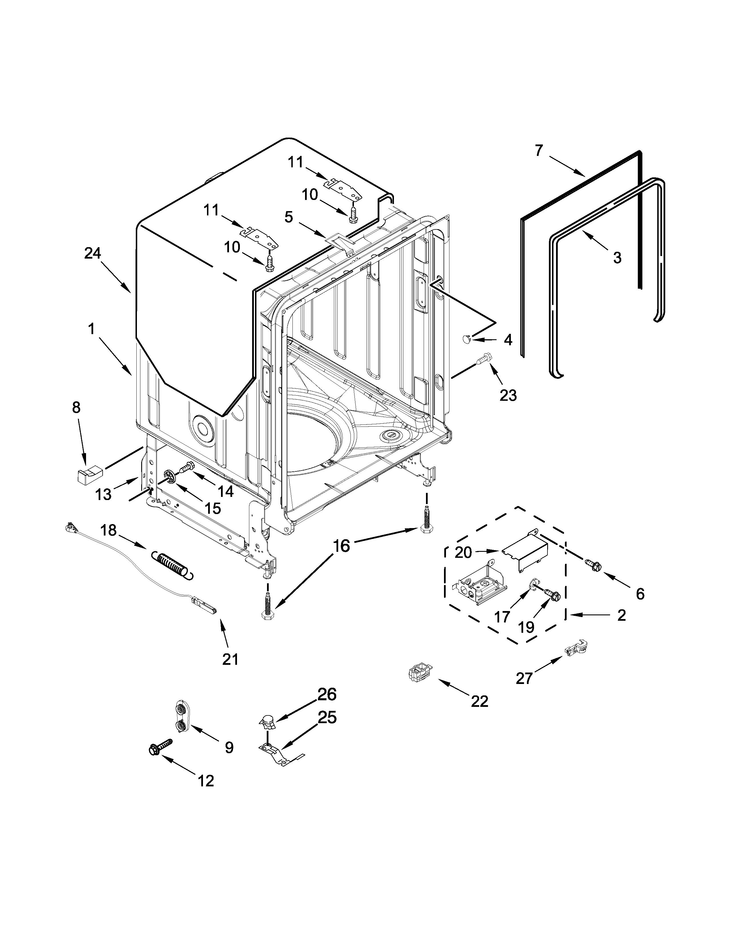 Tub and frame parts