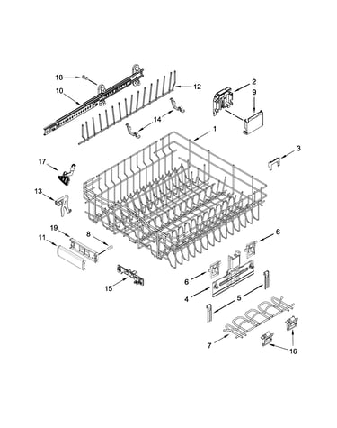 Upper rack and track parts