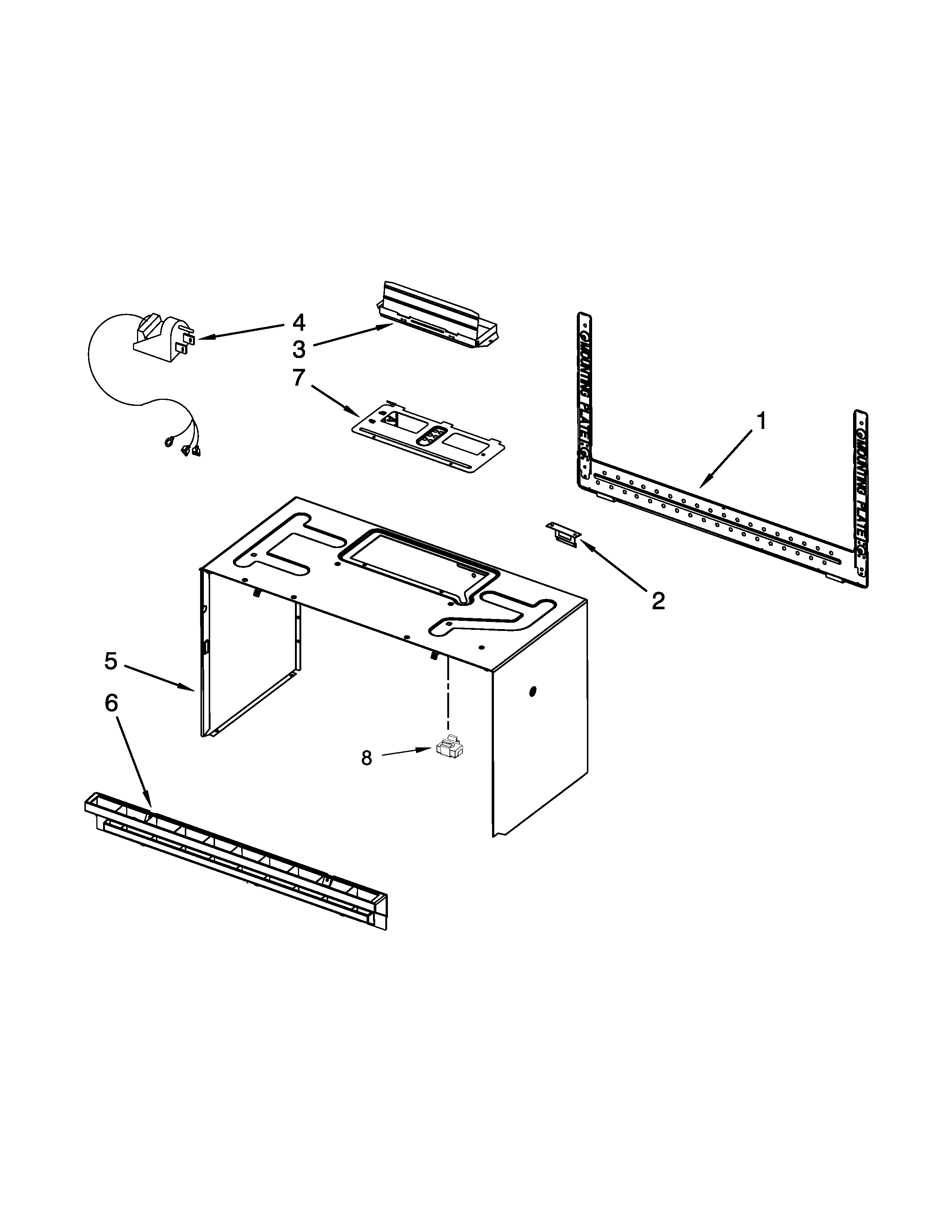 Cabinet and installation parts