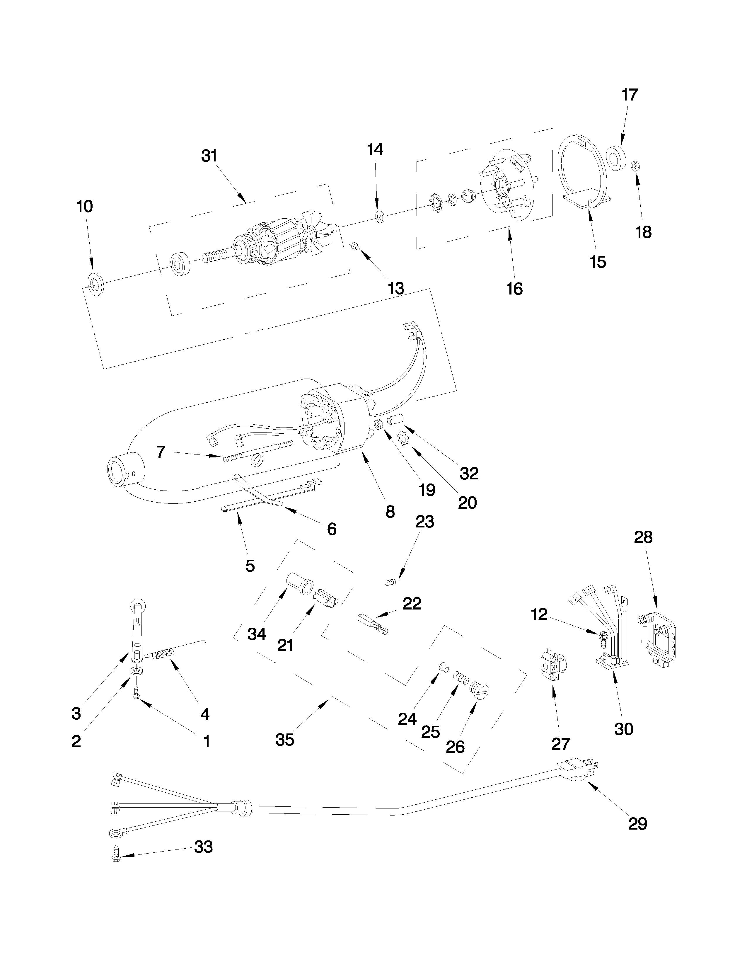Motor and control unit parts
