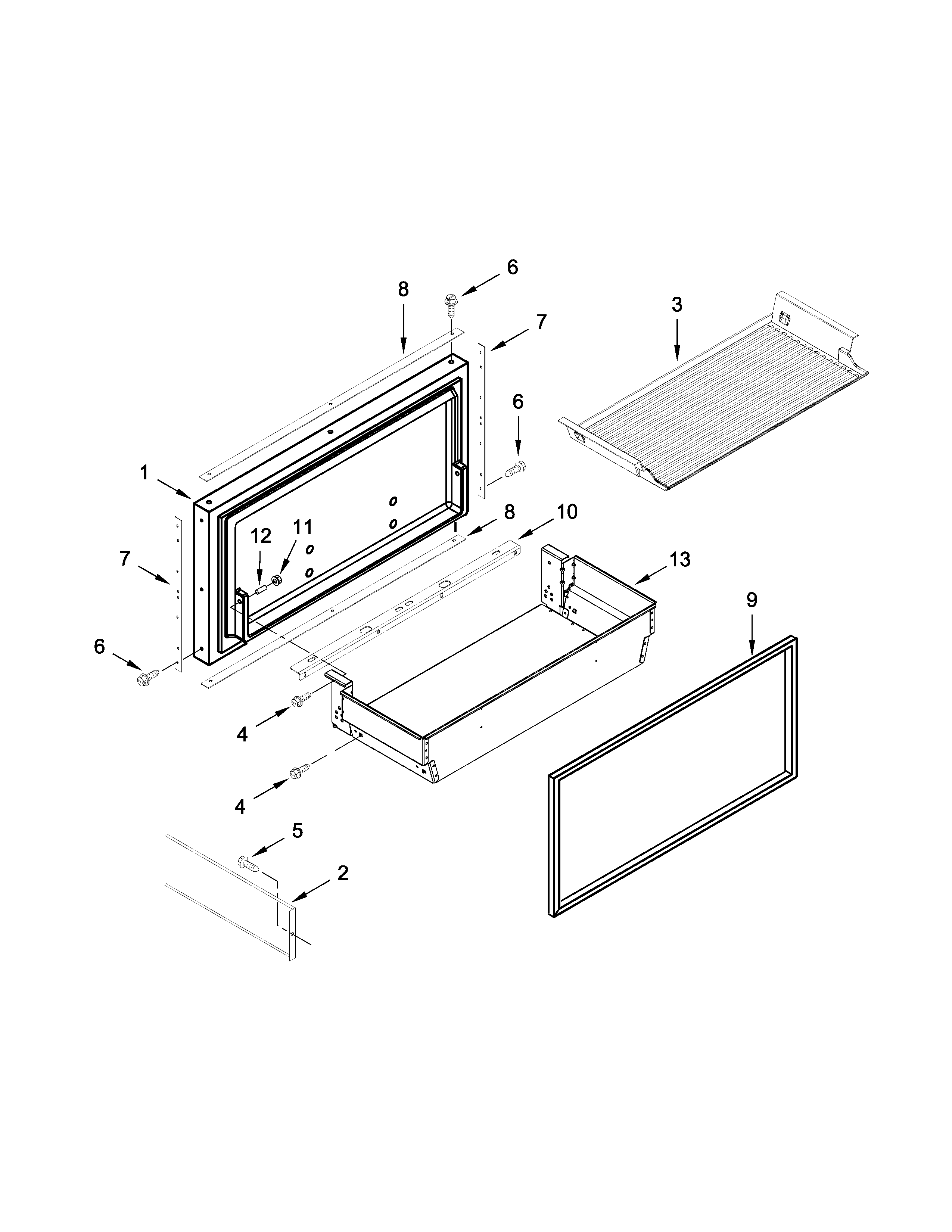 Freezer door and basket parts
