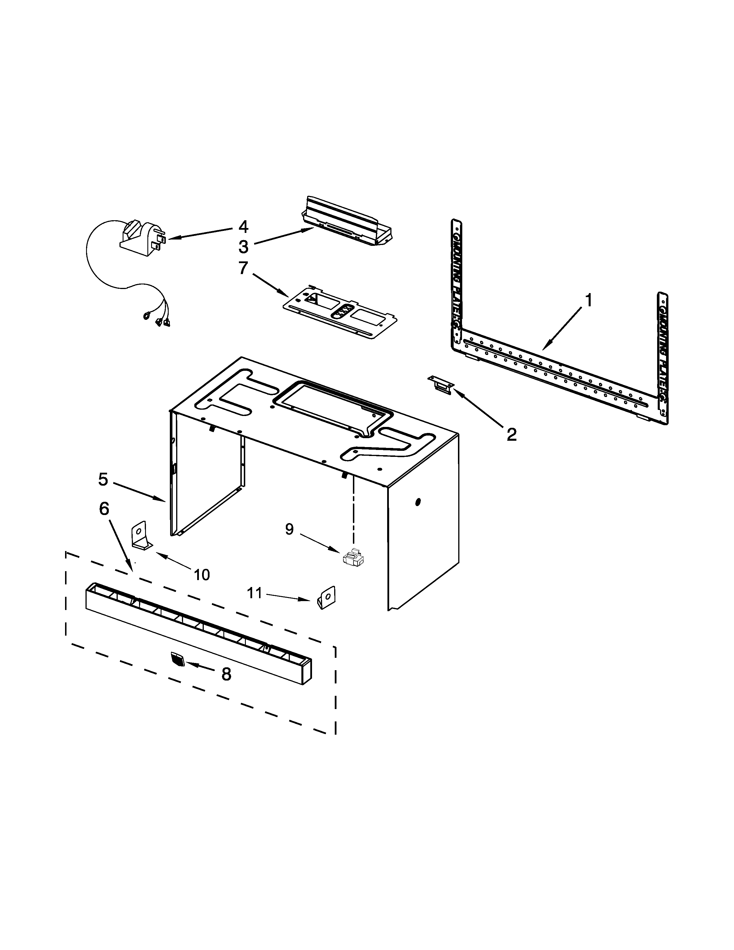 Cabinet and installation parts