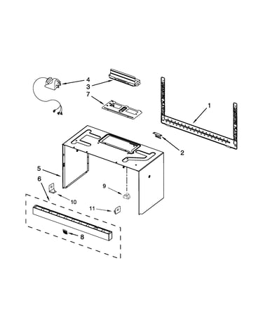 Cabinet and installation parts