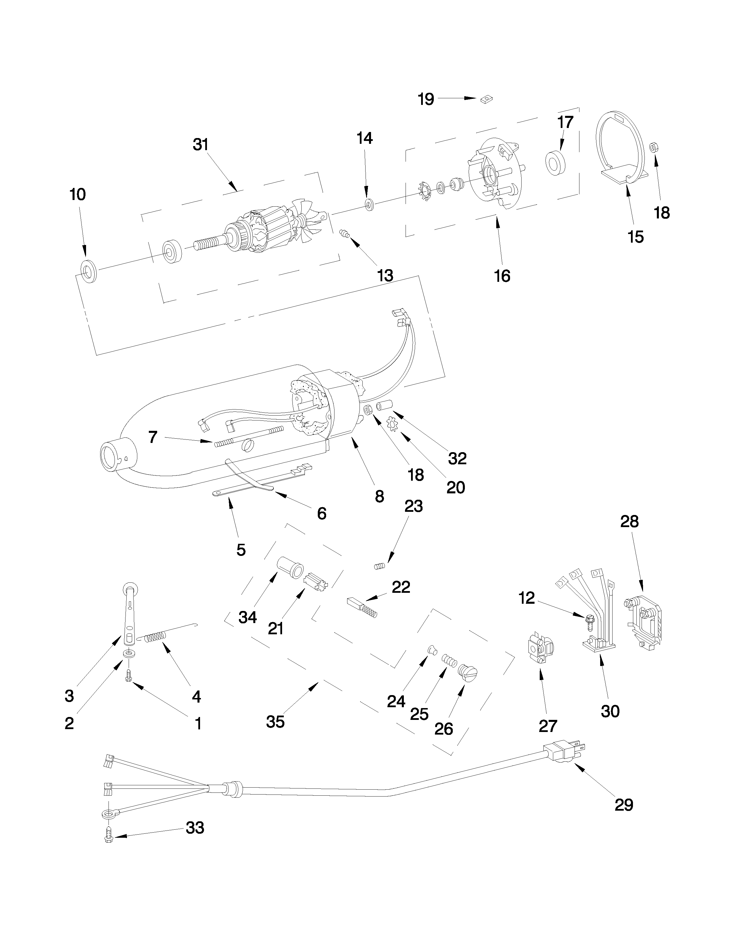 Motor and control unit parts