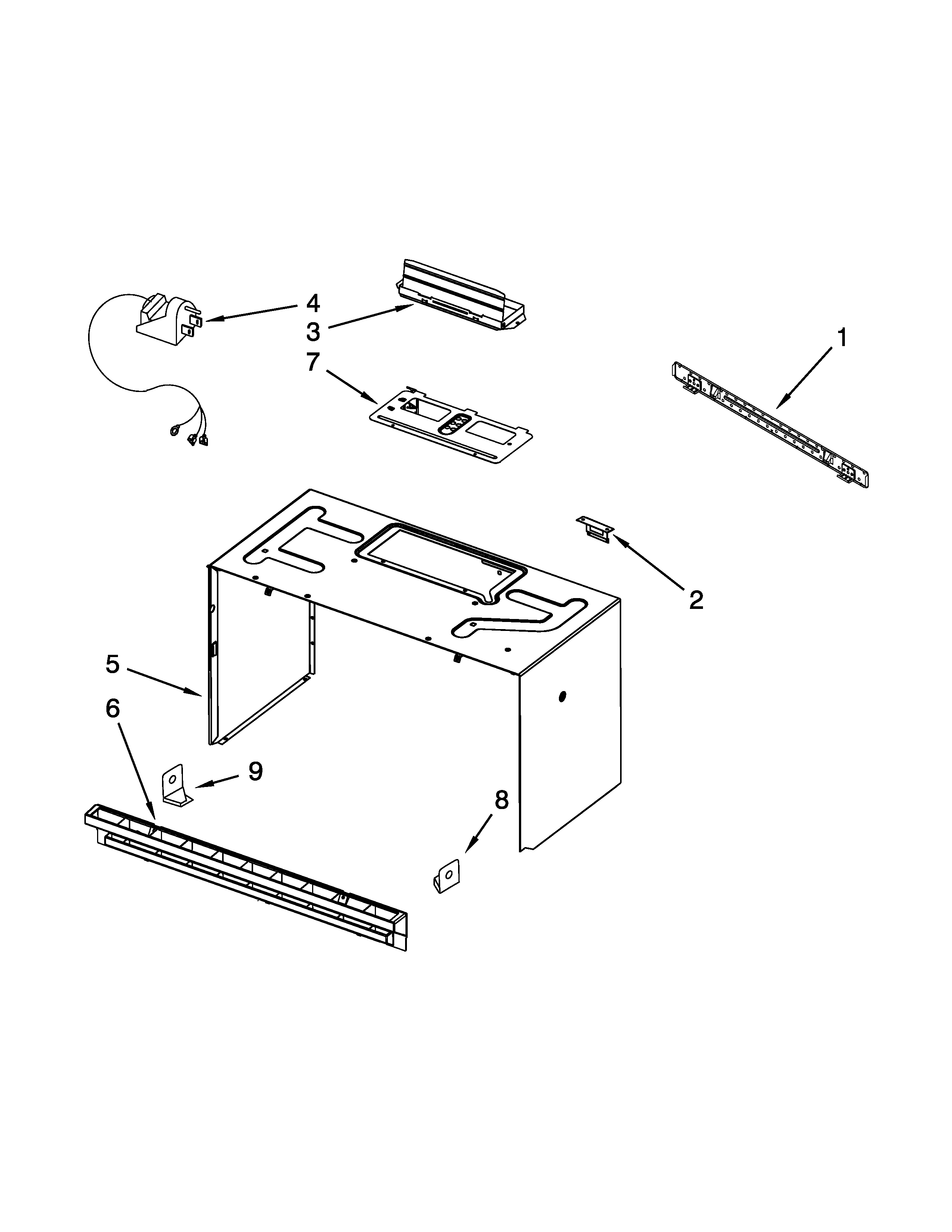 Cabinet and installation parts