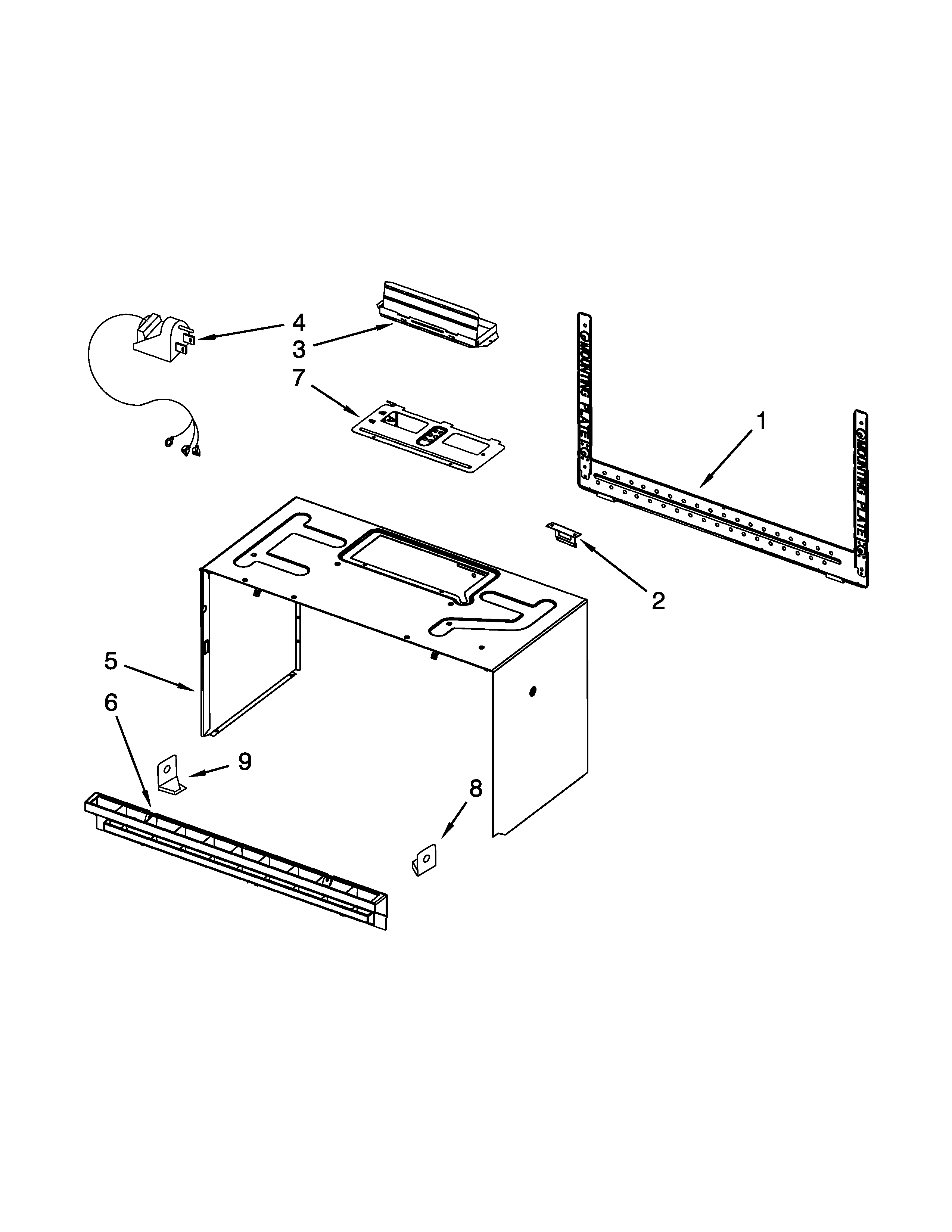 Cabinet and installation parts