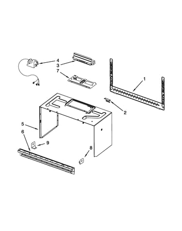 Cabinet and installation parts