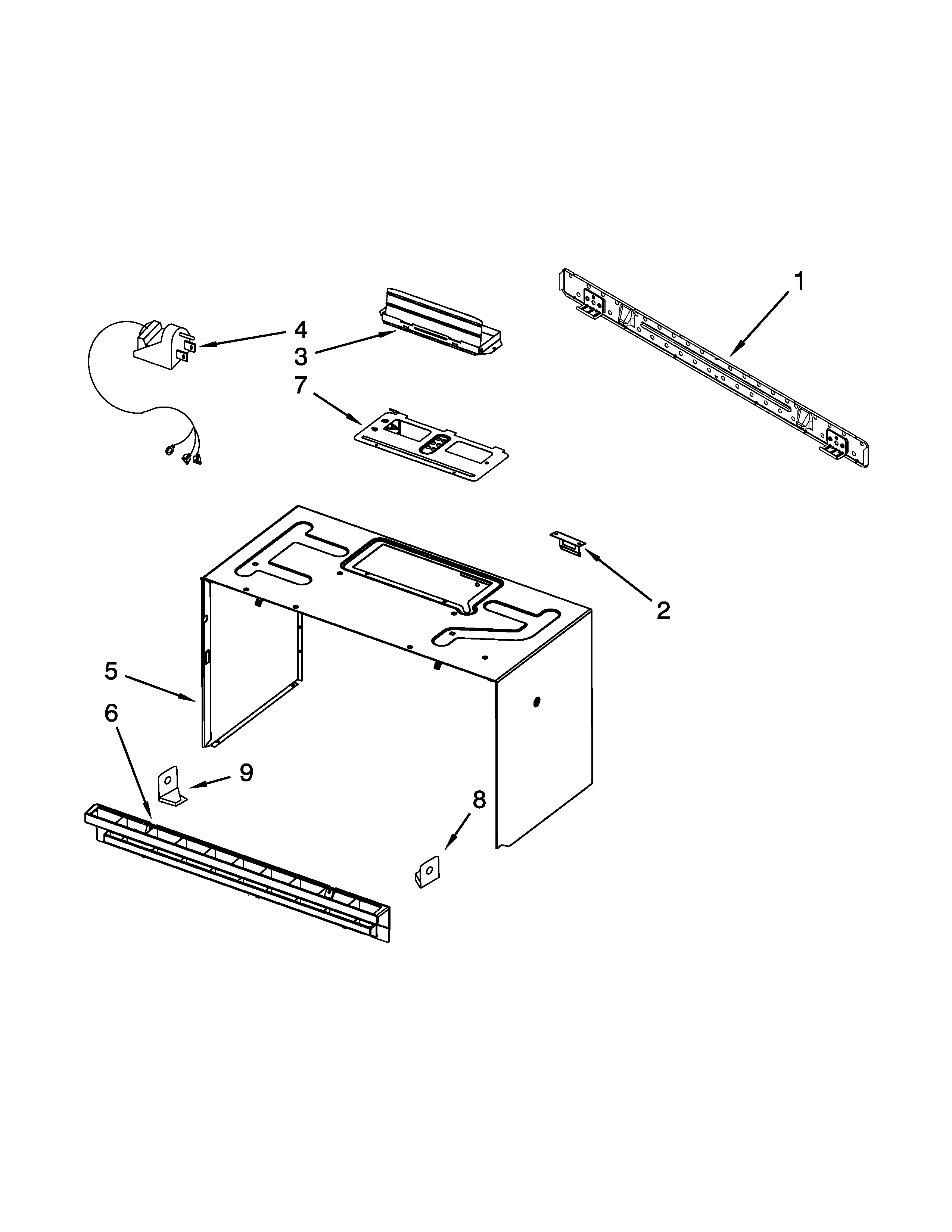 Cabinet and installation parts