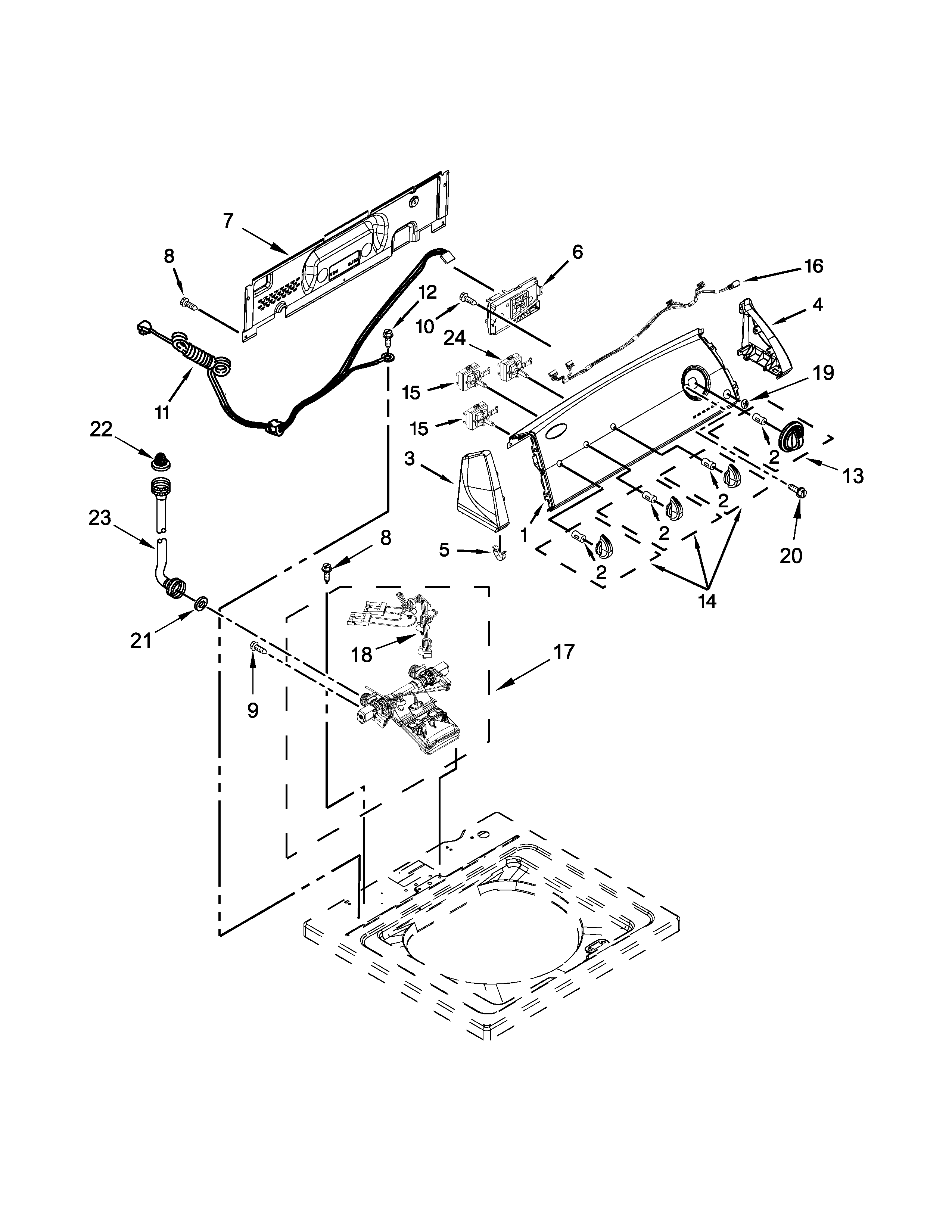 Controls and water inlet parts