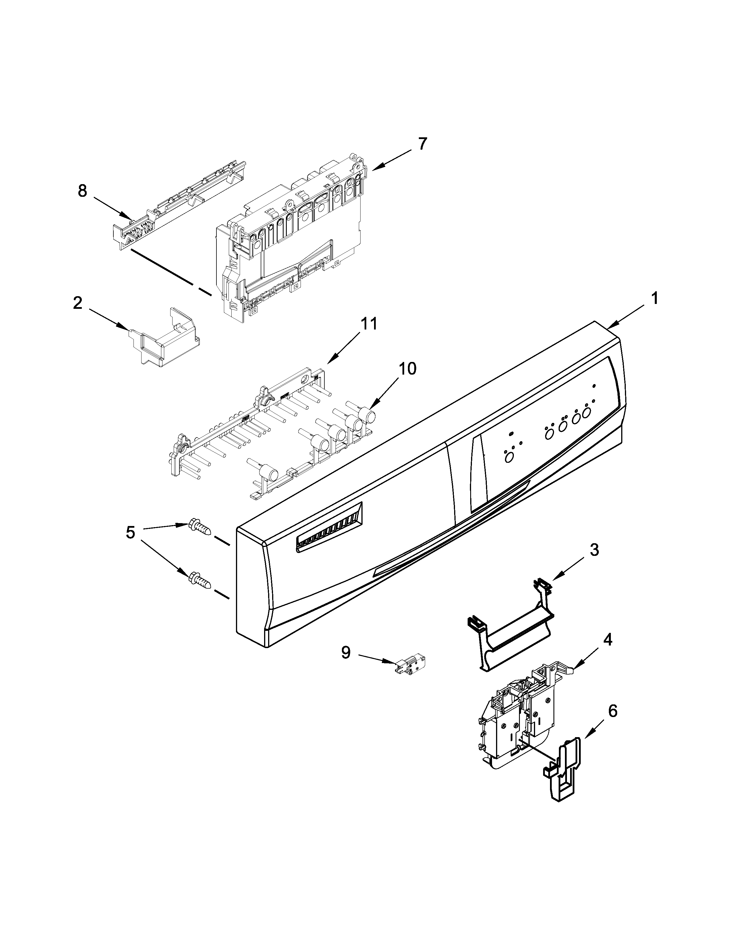 Control panel and latch parts