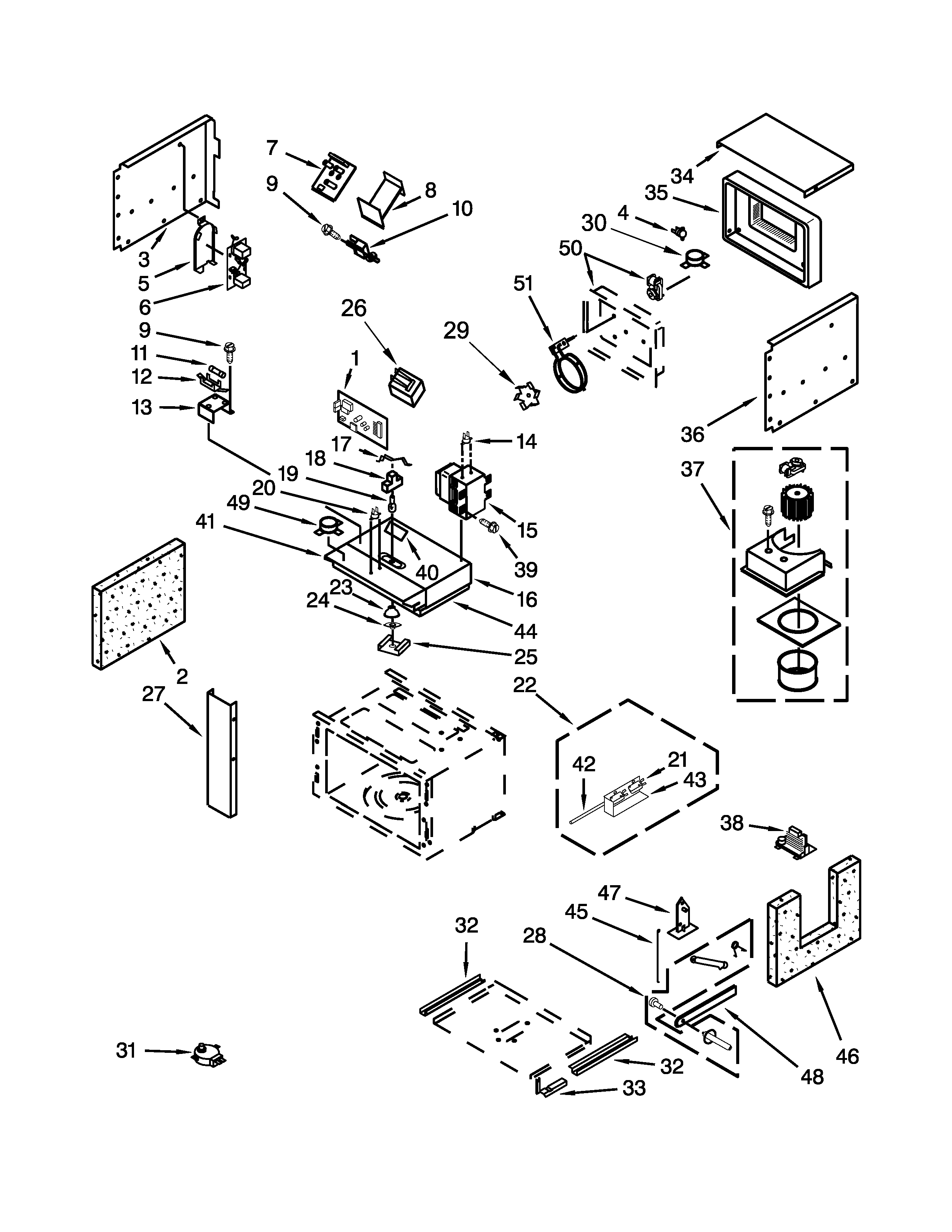 Cabinet and stirrer parts