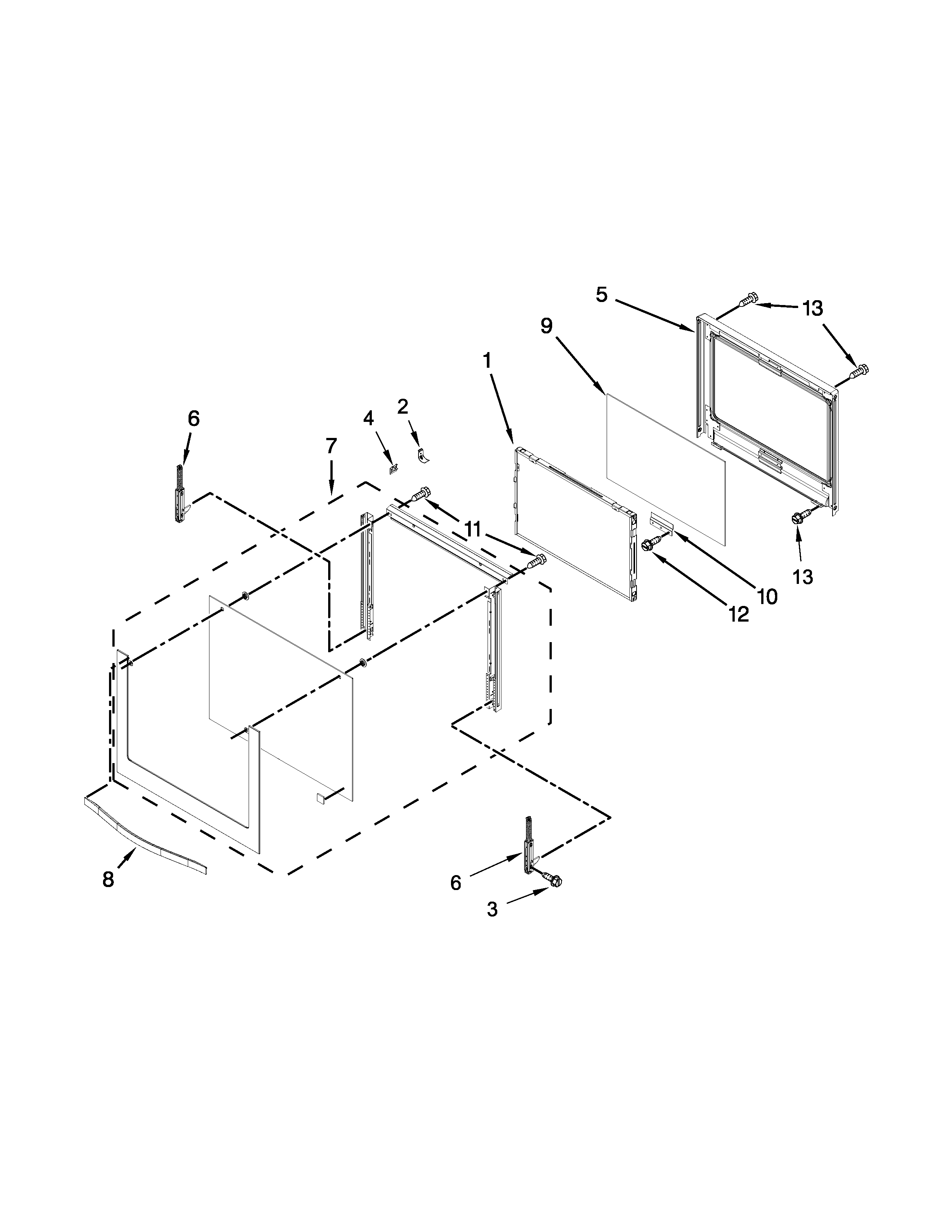 Upper oven door parts